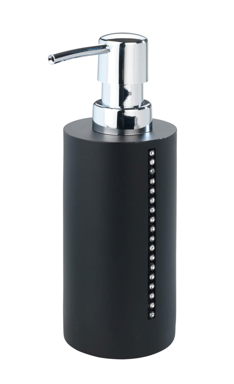 WENKO Diamond Soap Dispenser - Elegant Black Bathroom Soap Dispenser for Kitchen, Bathroom Sink Countertop, and Luxury Home Decor