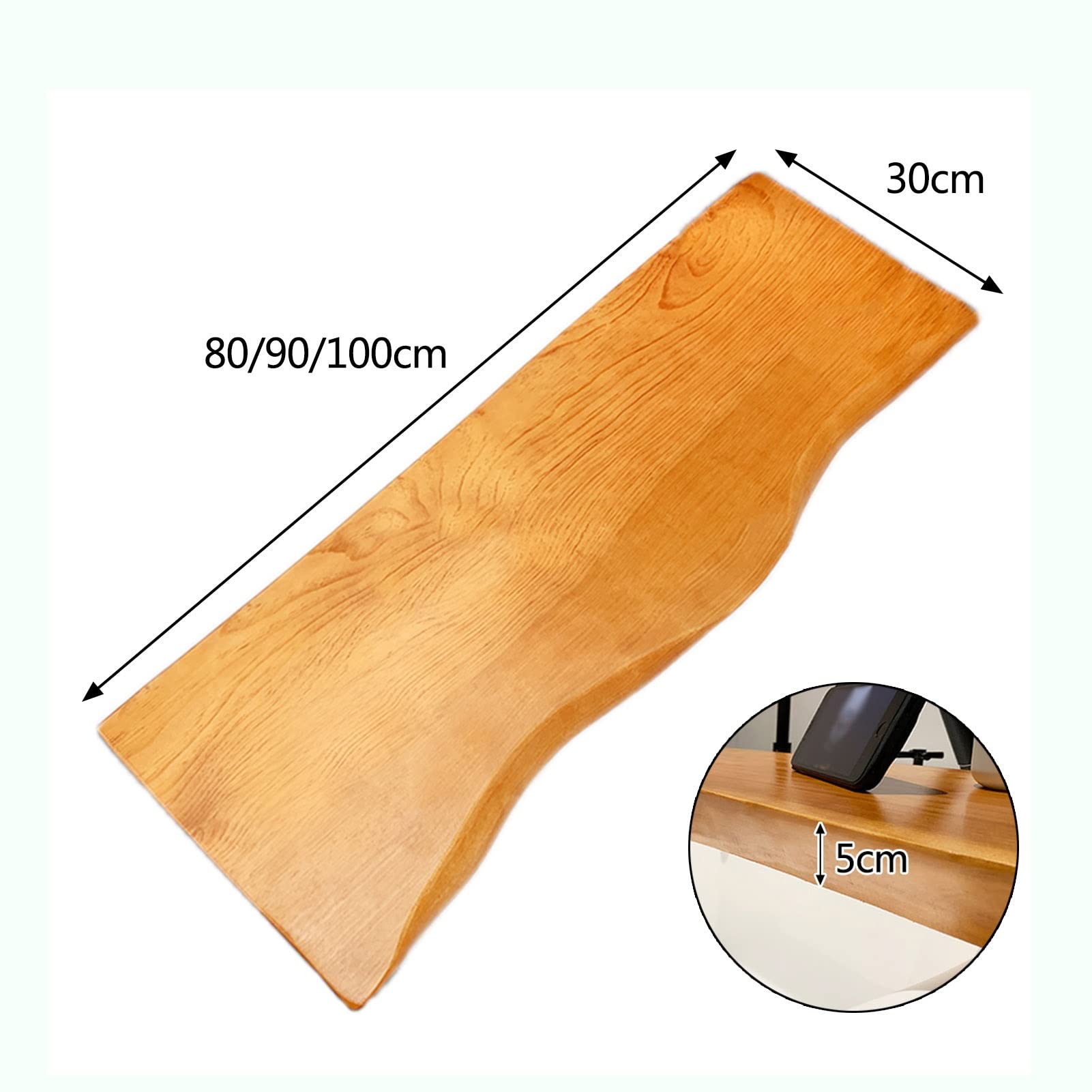 PENGFEI 5cm Thick Waterproof Solid Wood Bathtub Caddy Tray - Bath Tub Table Shelf & Holder for Books, Tablet, Candles - Easy to Clean (100x30cm) - Perfect for Relaxing Baths, Reading & Spa Nights