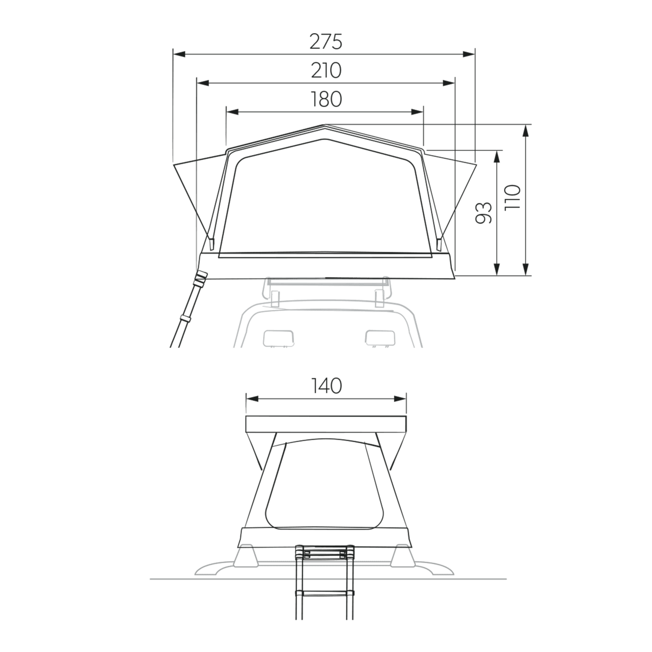 Dometic TRT 140 Air Inflatable Roof Top Tent - Lightweight Camping Tent for Truck, SUV & Off-Road Vehicles | Perfect for Outdoor Adventures & Overlanding Trips