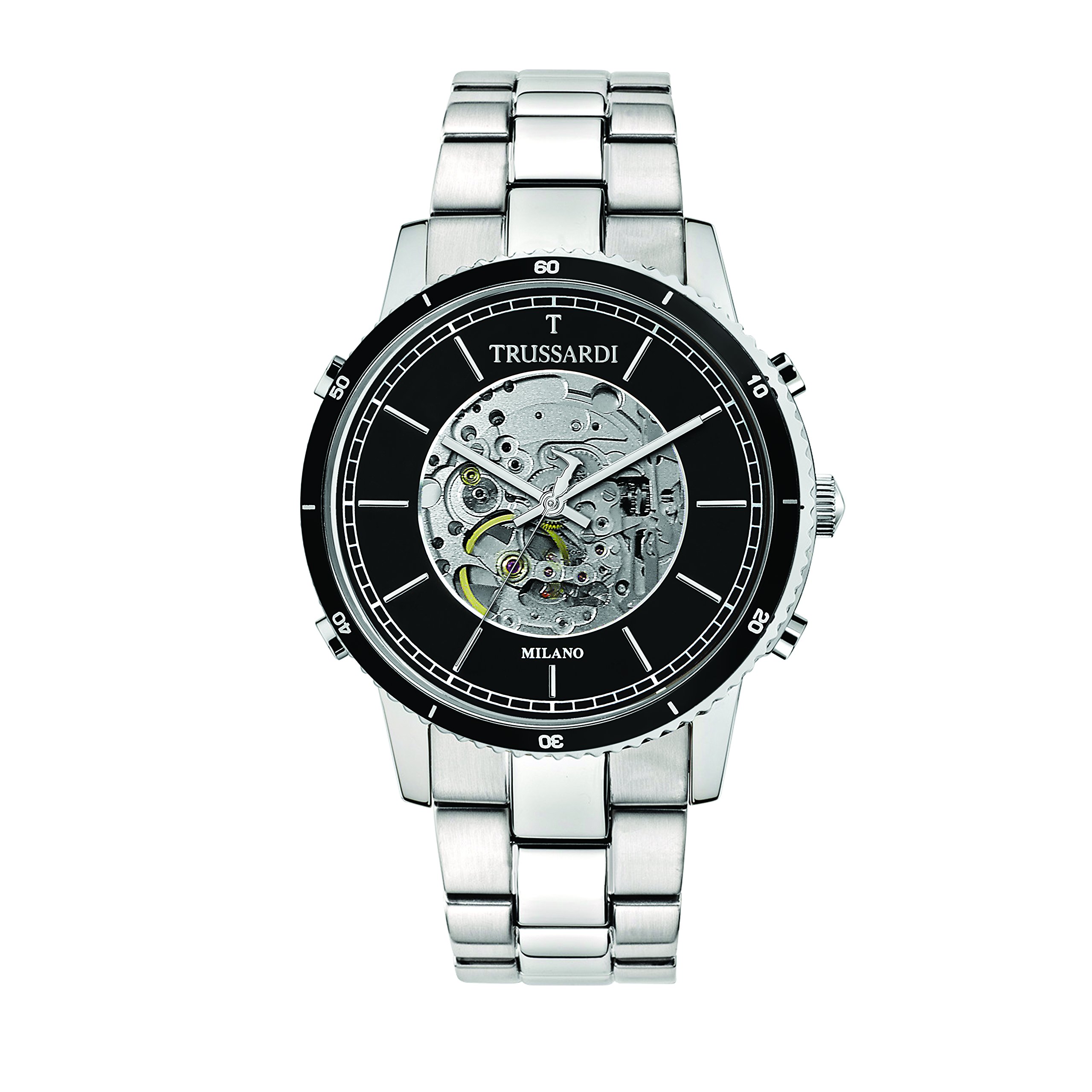 TRUSSARDI Men's T-Style Stainless Steel Analog Quartz Watch with Silver Bracelet - Casual Dress Watch for Business & Everyday Wear (Model R2423117002)