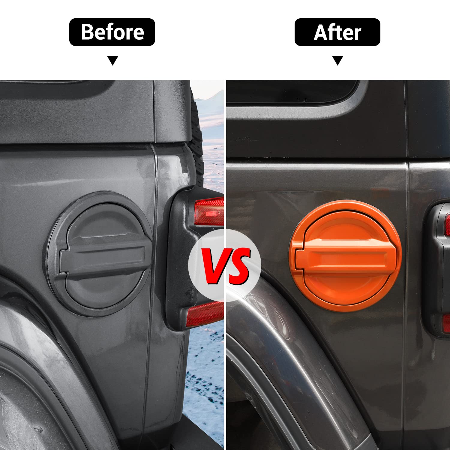 Aluminum Alloy Fuel Tank Cover for 2018-2025 Jeep Wrangler JL (2/4 Door) - Orange Gas Cap Protector | Durable Exterior Accessories for Off-Road & Daily Driving