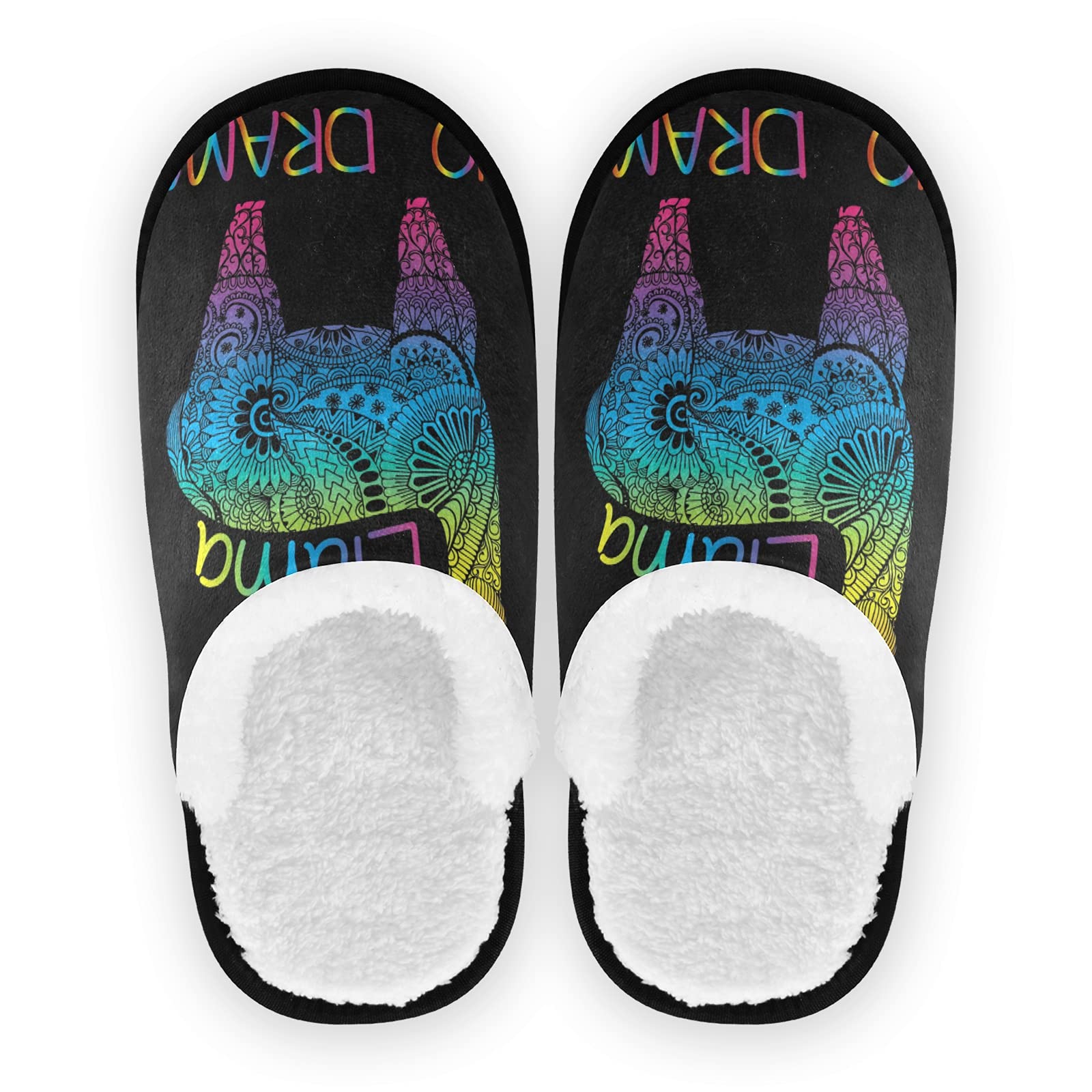Cozy Unisex Tropical Ethnic Llama Alpaca Slippers for Women, Men & Kids - Soft Coral Fleece Indoor House Shoes for Bedroom, Lounge & Winter Comfort