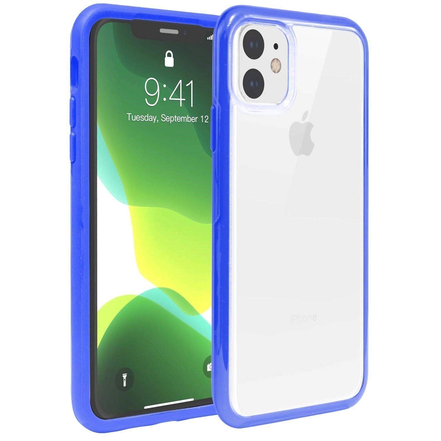 Speira Hard Shell Transparent iPhone 11 Pro Max Case with Blue Edge - Slim Protective Cover for Everyday Use, Travel & Outdoor Activities