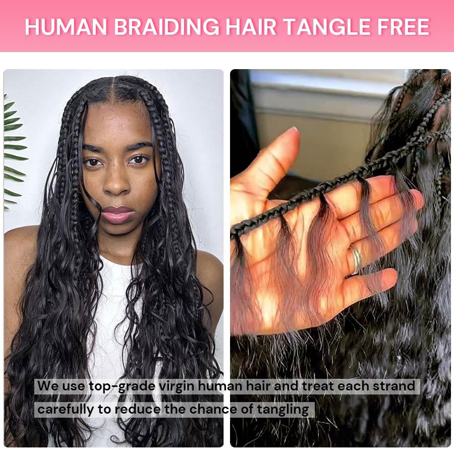 WOWANGEL 100% Human Hair Extensions for Boho Braids - Natural Black Body Wave 100g Hair Weft for Women | Perfect for Protective Styles, Weddings & Everyday Wear