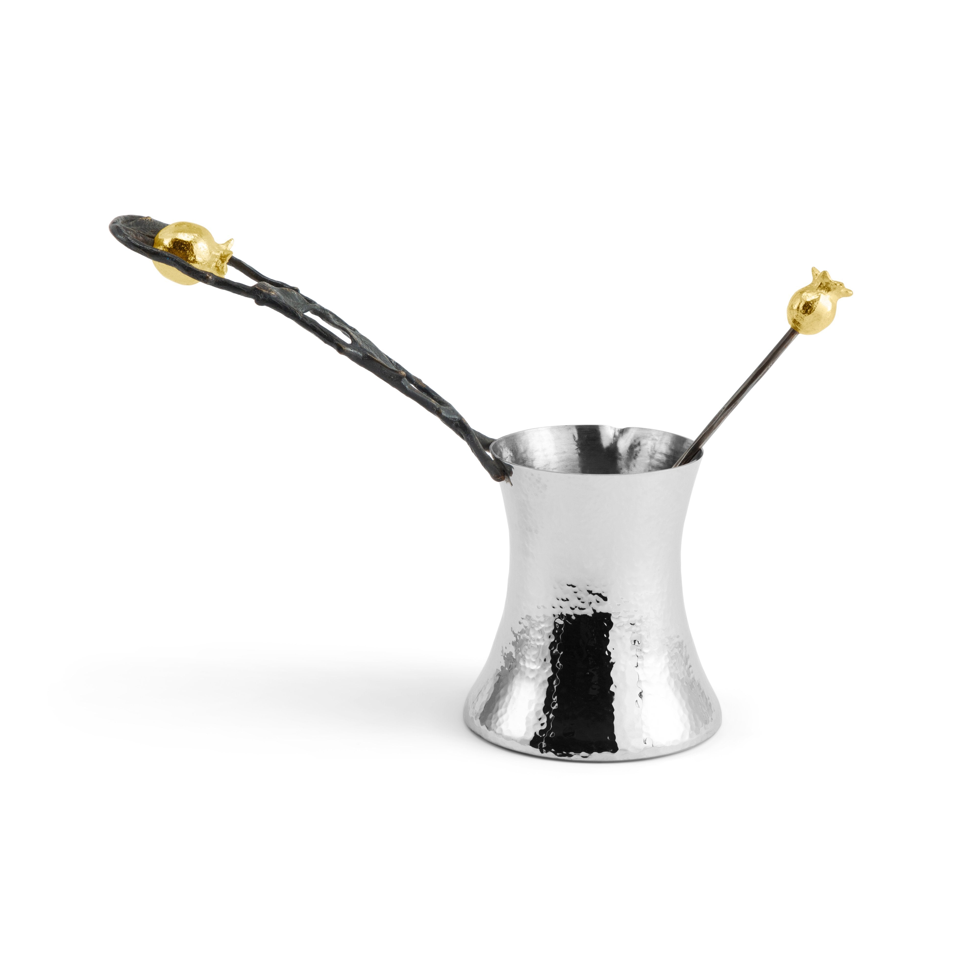 Premium Pomegranate Design Coffee Pot with Spoon - Medium Size for Home, Kitchen & Office Use - Perfect for Serving Tea, Coffee & Hot Beverages