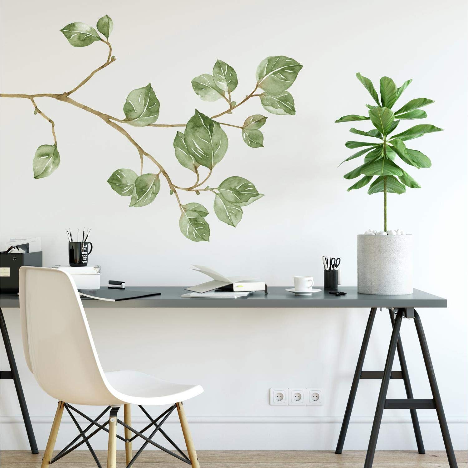 RoomMates RMK4080GM Leaf Twig Peel and Stick Giant Wall Decals - Large Removable Wall Stickers for Home Decor, Nursery, Bedroom & Office - Easy to Apply & Remove