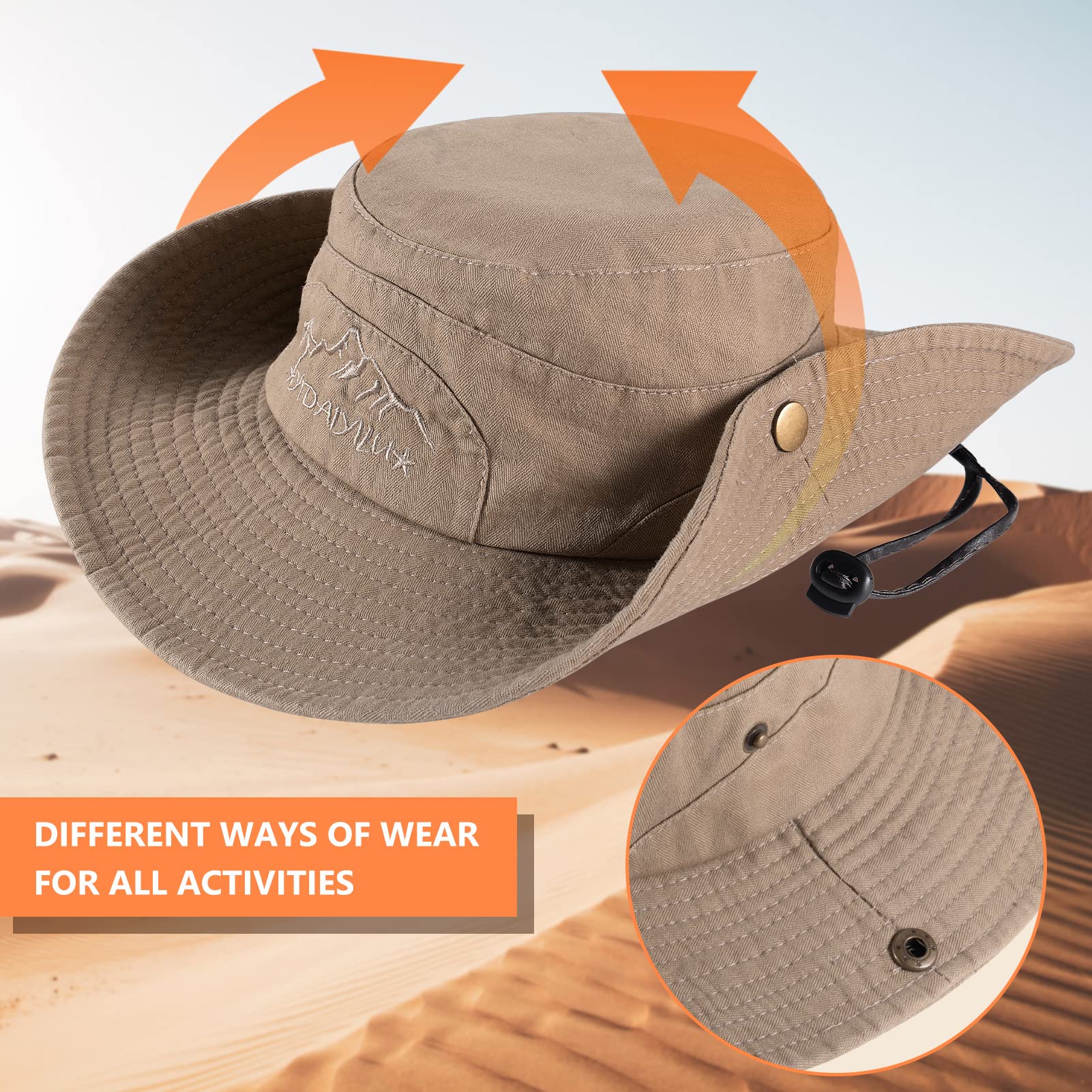 UPF 50+ Sun Hat for Men & Women - Wide Brim Bucket Fishing Hat with Neck Flap, Safari Boonie Hat for Outdoor Activities, Beach, Hiking, and Travel