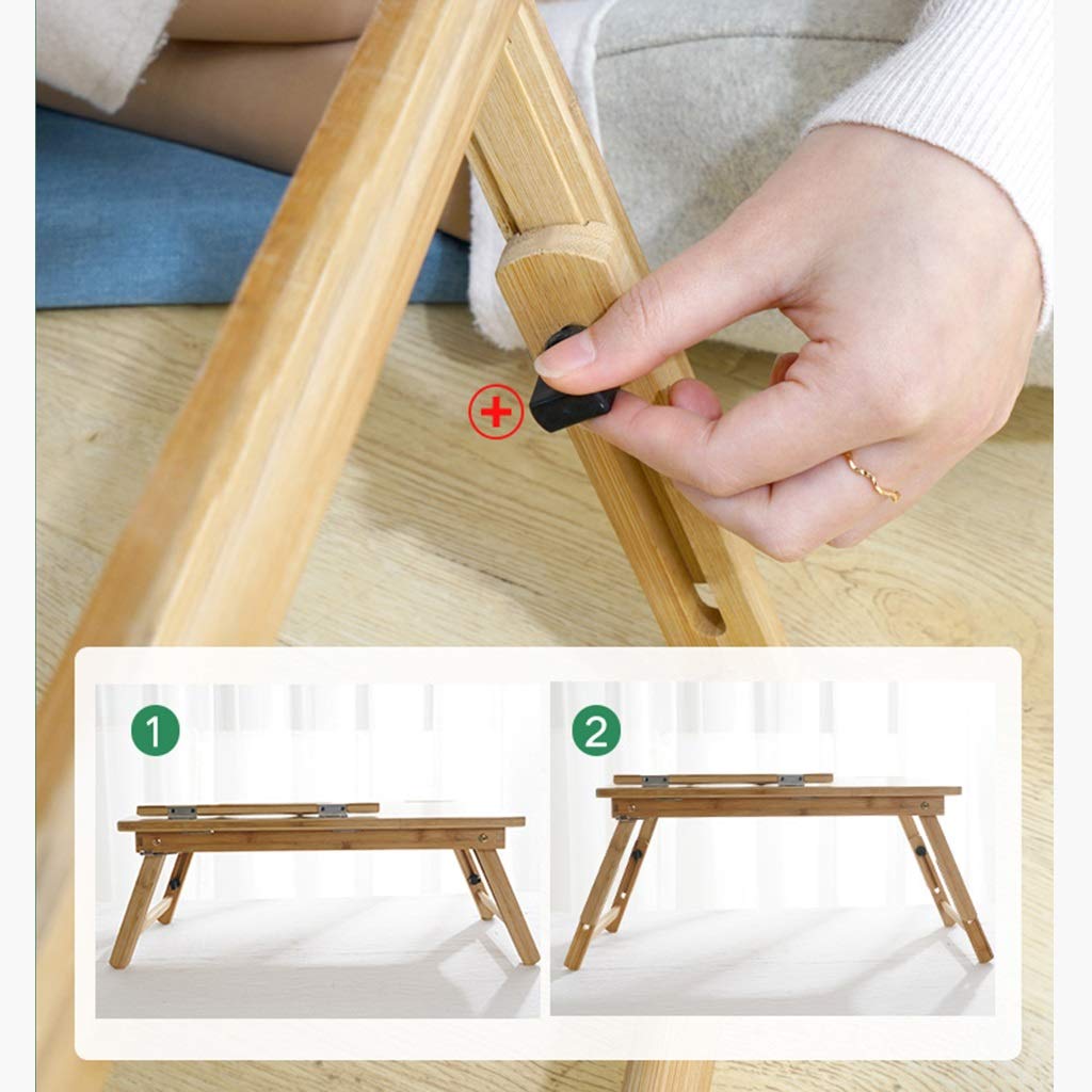 Adjustable Height Bamboo Kids Study Desk with Drawer - Foldable Portable Laptop Table for Children, Small Bamboo Snack & Reading Desk - Perfect for Homeschooling, Bedroom Study & Small Spaces