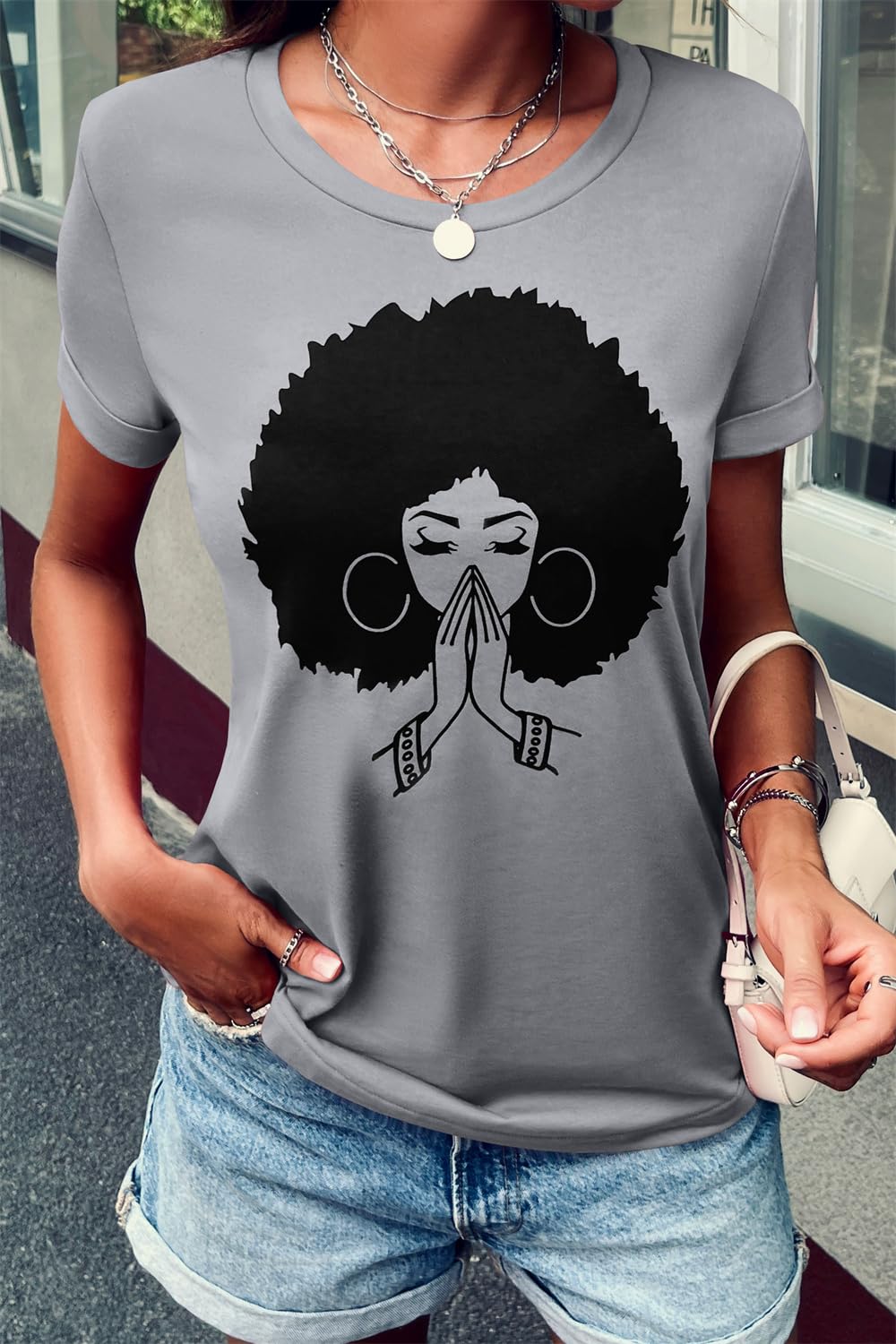 Qianxitang Women's Cute Graphic Print Cotton T-Shirt - Summer Casual Short Sleeve Round Neck Blouse for Everyday Wear, Outing & Vacation