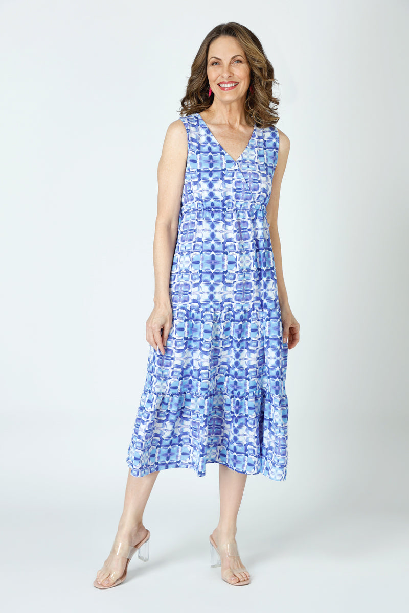 Top Ligne Sleeveless Kaleidoscope Print Airflow Summer Dress - Perfect for Beach Vacations, Pool Parties & Summer Outings