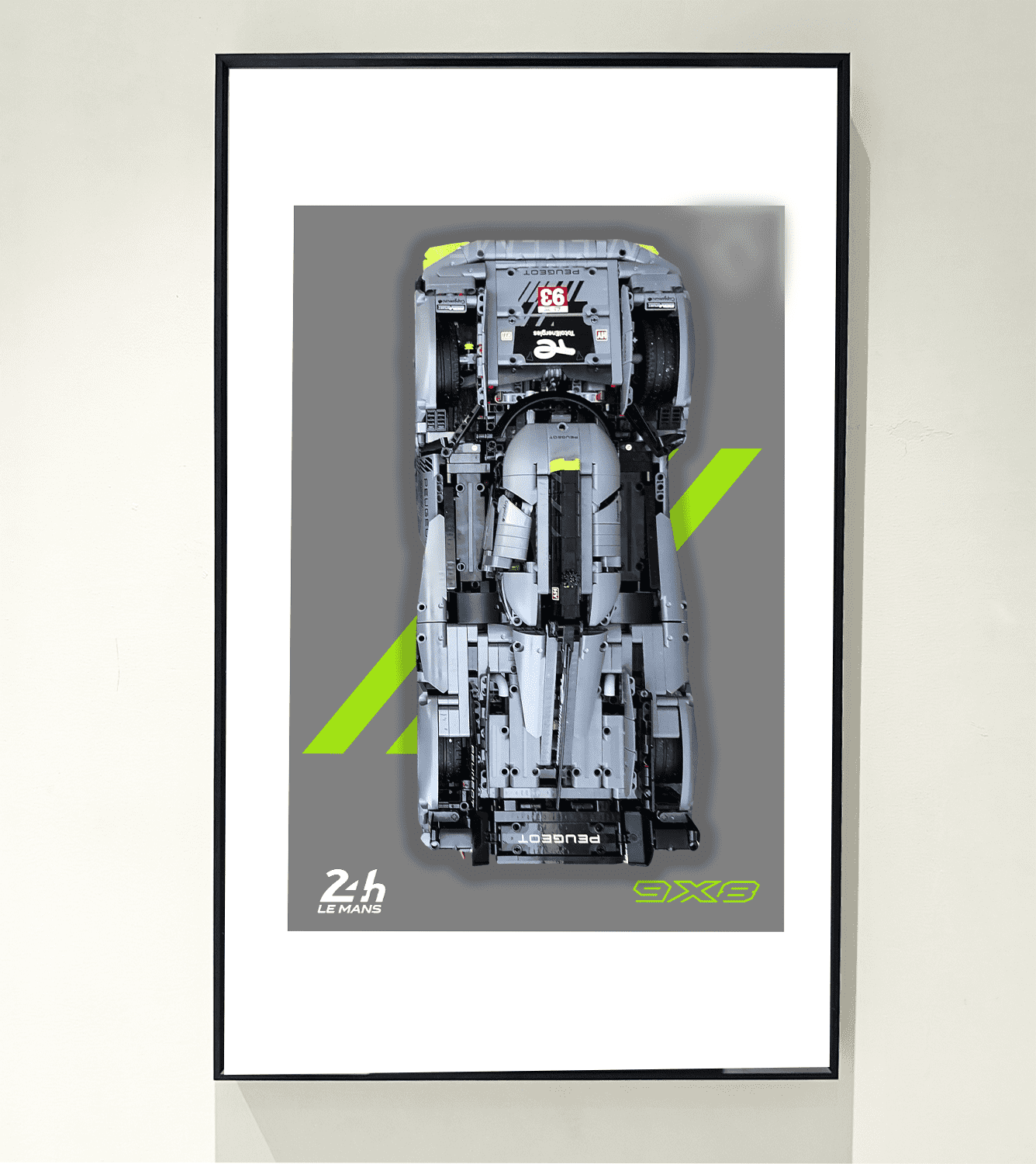 LEGO Technic PEUGEOT 9X8 24H Le Mans Hybrid Hypercar 42156 Wall Display Frame - Premium Showcase for LEGO Car Models, Perfect for Home Office Decor & Collector's Display