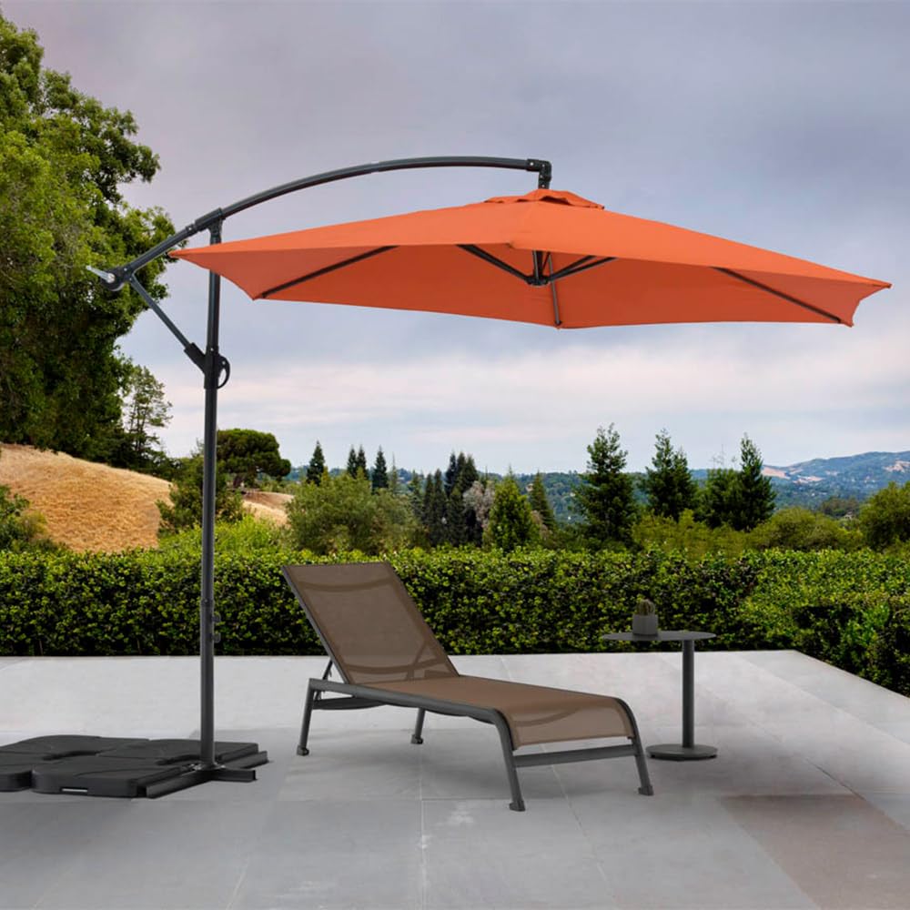 Whiteline Modern Living Aiden Standing Umbrella - Waterproof Polyester Fabric, Sturdy Aluminum Pole in Grey & Orange - Perfect for Patio, Garden, Poolside & Outdoor Events