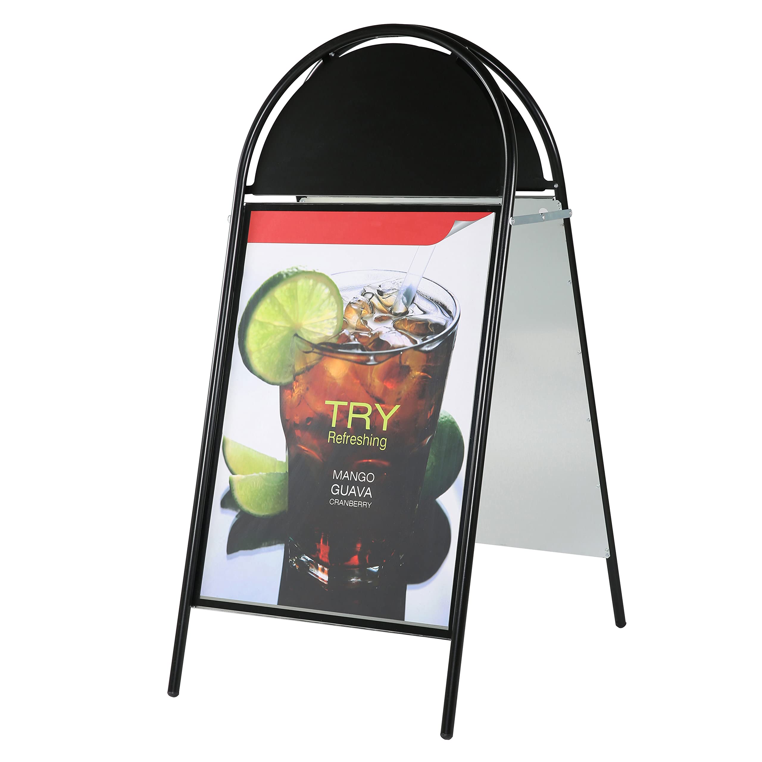 Double-Sided 20x30 Inch Sandwich Board Sign - Black A-Frame Sidewalk Menu Display with Magnetic Cover & Header | Perfect for Restaurants, Cafes, and Retail Stores Outdoor Advertising