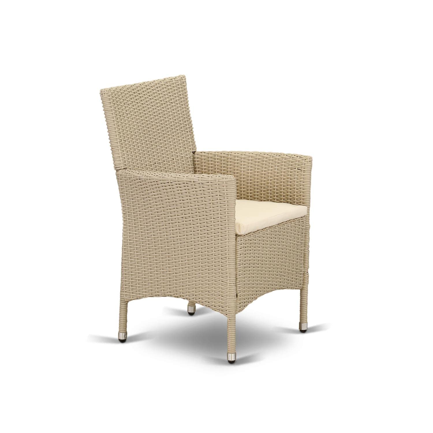 East West Furniture HVLC153V Valencia Patio Bistro Wicker Dining Chairs with Cushion, Set of 2, Cream - Outdoor Garden, Balcony, and Patio Dining Furniture for Relaxing Meals