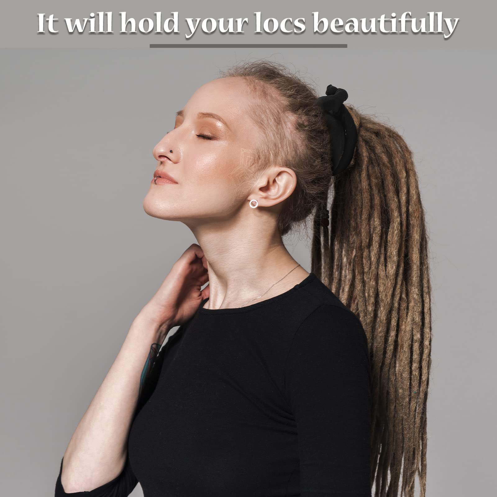6 Pack Iron Wire Embedded Hair Ties - Spiral Lock Hair Bands for Women & Men - Bendable Dreadlocks Holders for Thick Curly Hair (Black) - Perfect for Gym, Yoga, Workout and Daily Styling