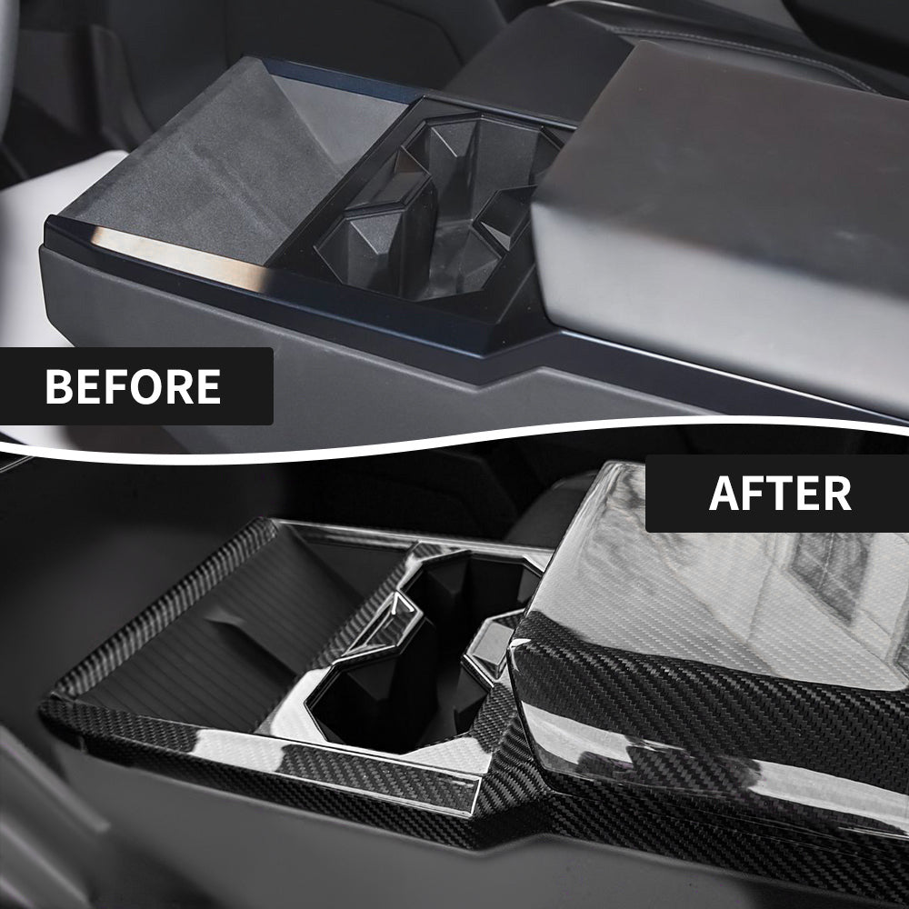 Premium Cybertruck Gen 2.0 Extended Carbon Fiber Center Console Cover - 2x2 Twill Weave for Tesla Interior Protection & Luxury Upgrade | Durable Dash Accessory for Car Enthusiasts & Daily Commuters