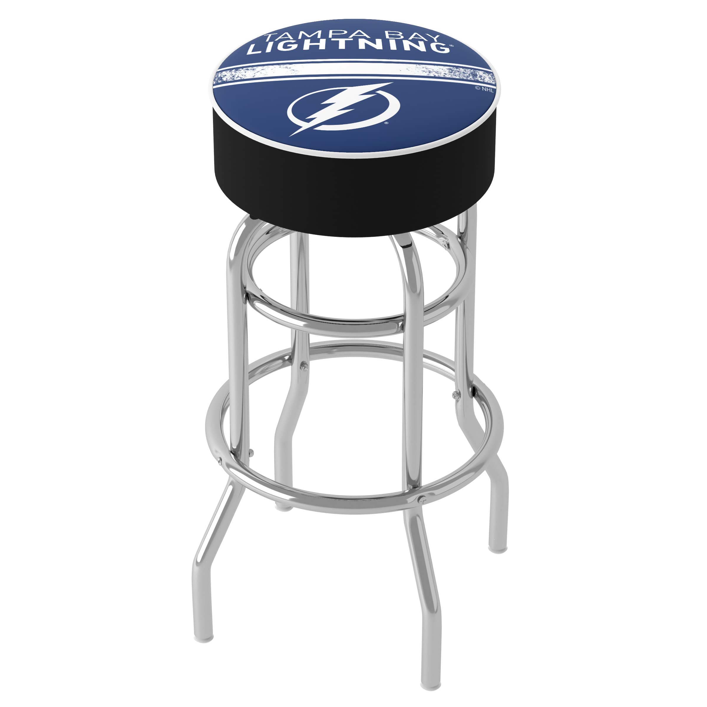 Trademark Global Tampa Bay Lightning Logo Swivel Bar Stool with Foam Padded Seat - Game Room, Garage & Home Bar Stool - Perfect for Sports Fans, Man Cave Decor & Sports Themed Parties