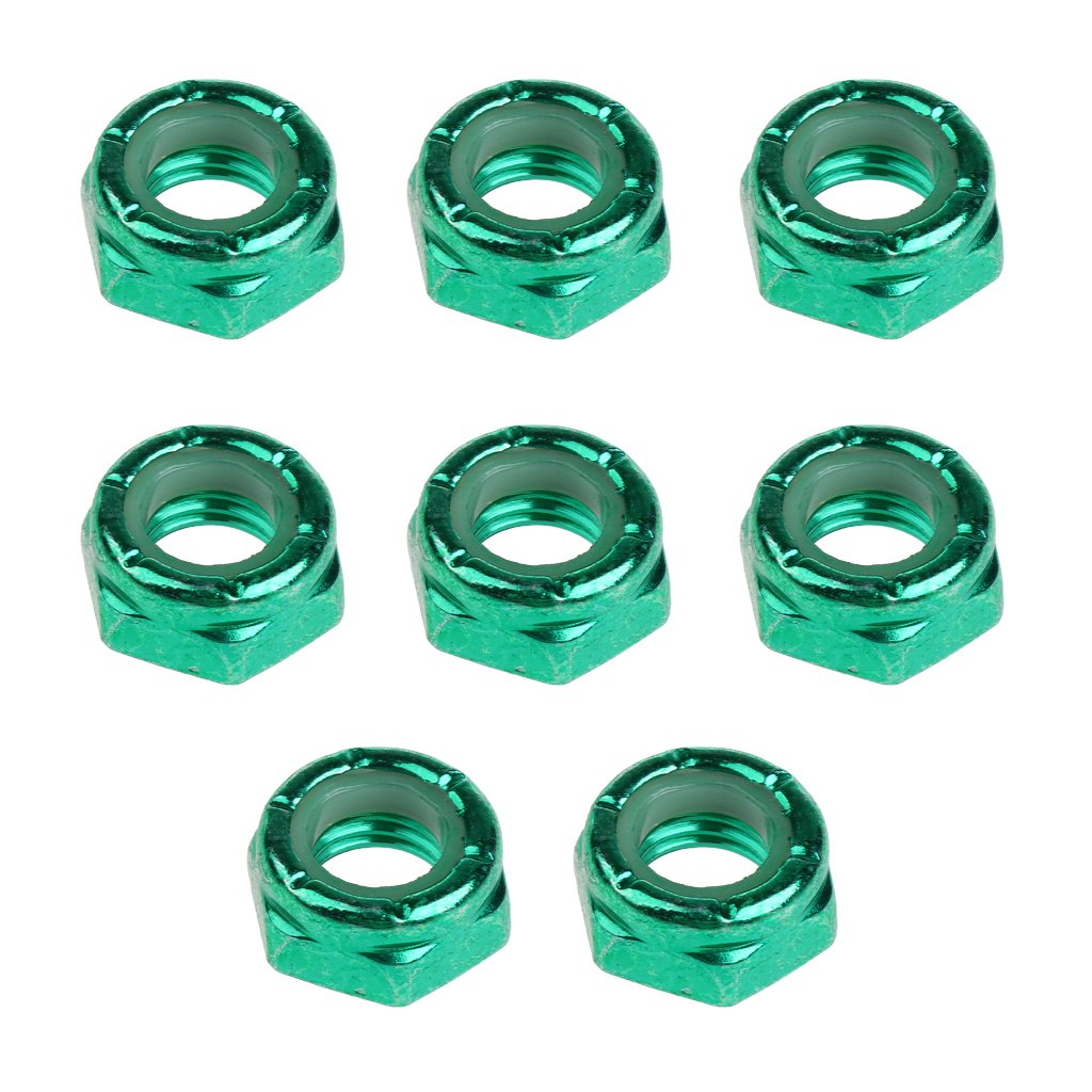 MagiDeal 8-Piece Skateboard Truck Wheel Axle Screw Nut Set - Durable Longboard Hardware Accessories for Men & Women - Perfect for Outdoor Skateboarding & Street Tricks (Green)