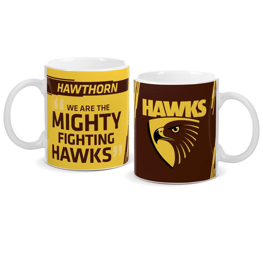 Official AFL Hawthorn Hawks Ceramic Coffee Mug - Perfect for Fans, Home & Office Use, Great Gift for Football Enthusiasts