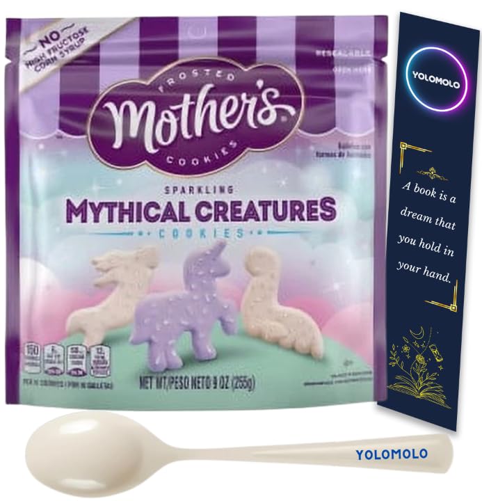 YOLOMOLO Frosted Mythical Creatures Cookies - 9 oz Pack with White Plastic Spoon & Bookmark Gift - Perfect for Birthday Parties, Baby Showers, and Fantasy-Themed Events
