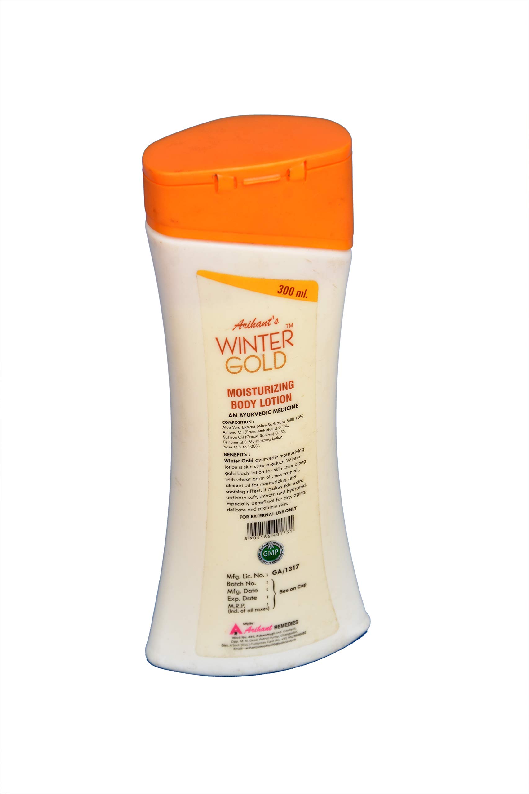 Arihant's Ayurvedic Herbal Winter Gold Moisturizing Body Lotion with Almond and Saffron - 300ml | Deep Hydration for Dry Skin | Perfect for Winter Care & Daily Nourishment