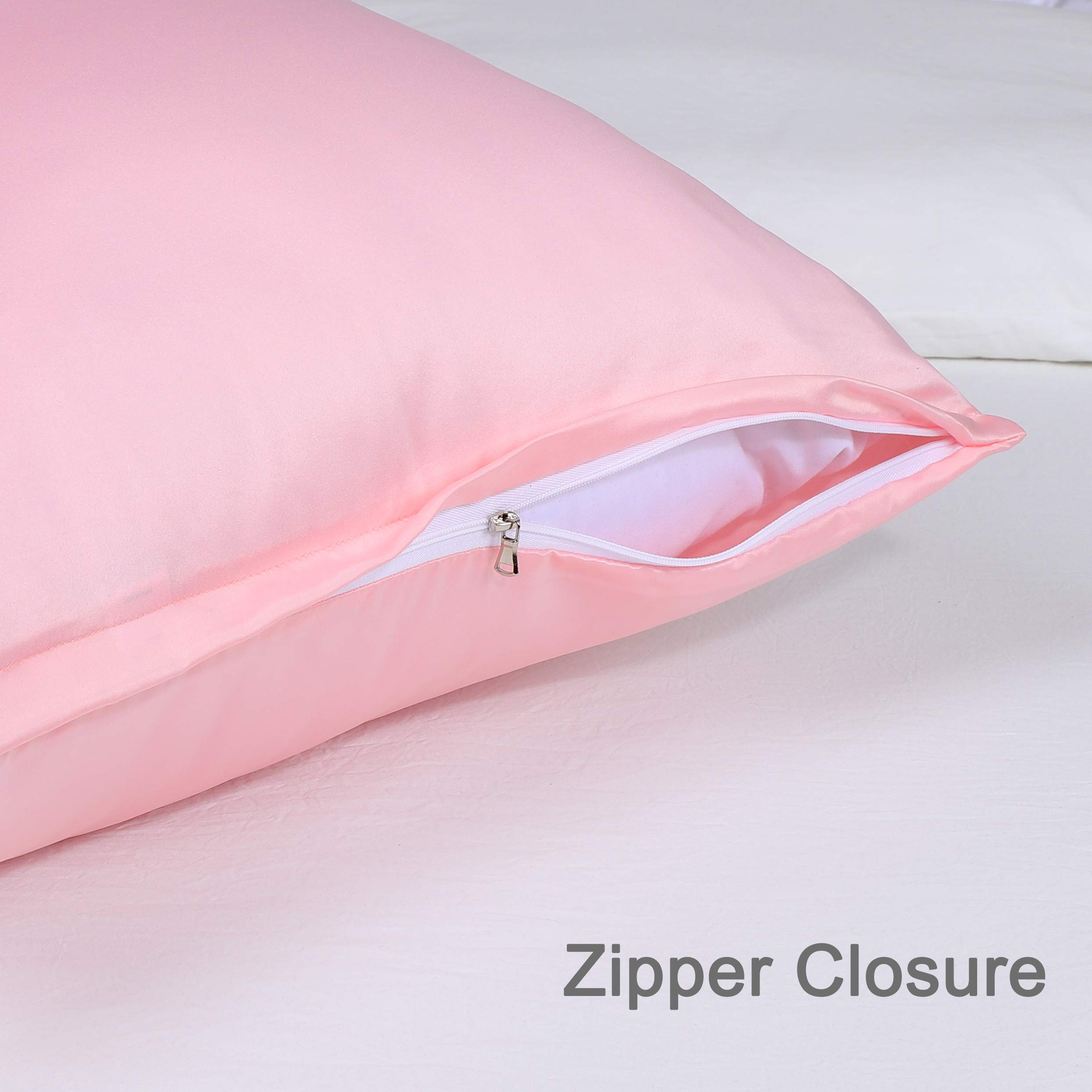 uxcell Satin Body Pillow Case - Pink Silky Pillow Cover for Hair & Skin Care, 21x54 Inch Long Zippered Pillowcase | Perfect for Bedroom, Travel & Hair Protection