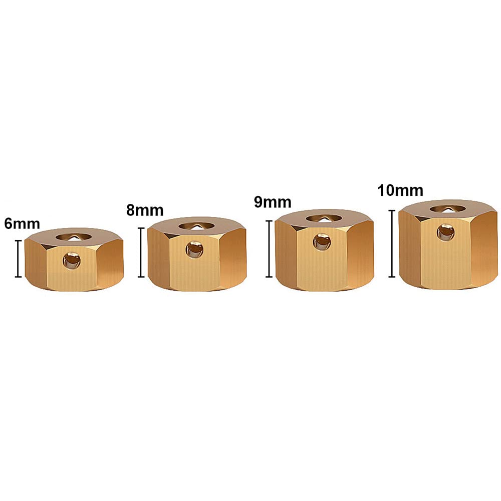 INJORA 12mm RC Wheel Hex Adapters - 4pcs Brass Hex for 1/10 Scale RC Crawler Axial SCX10 III AXI03007 (8mm) - Perfect for Off-Road Crawling & Rock Racing