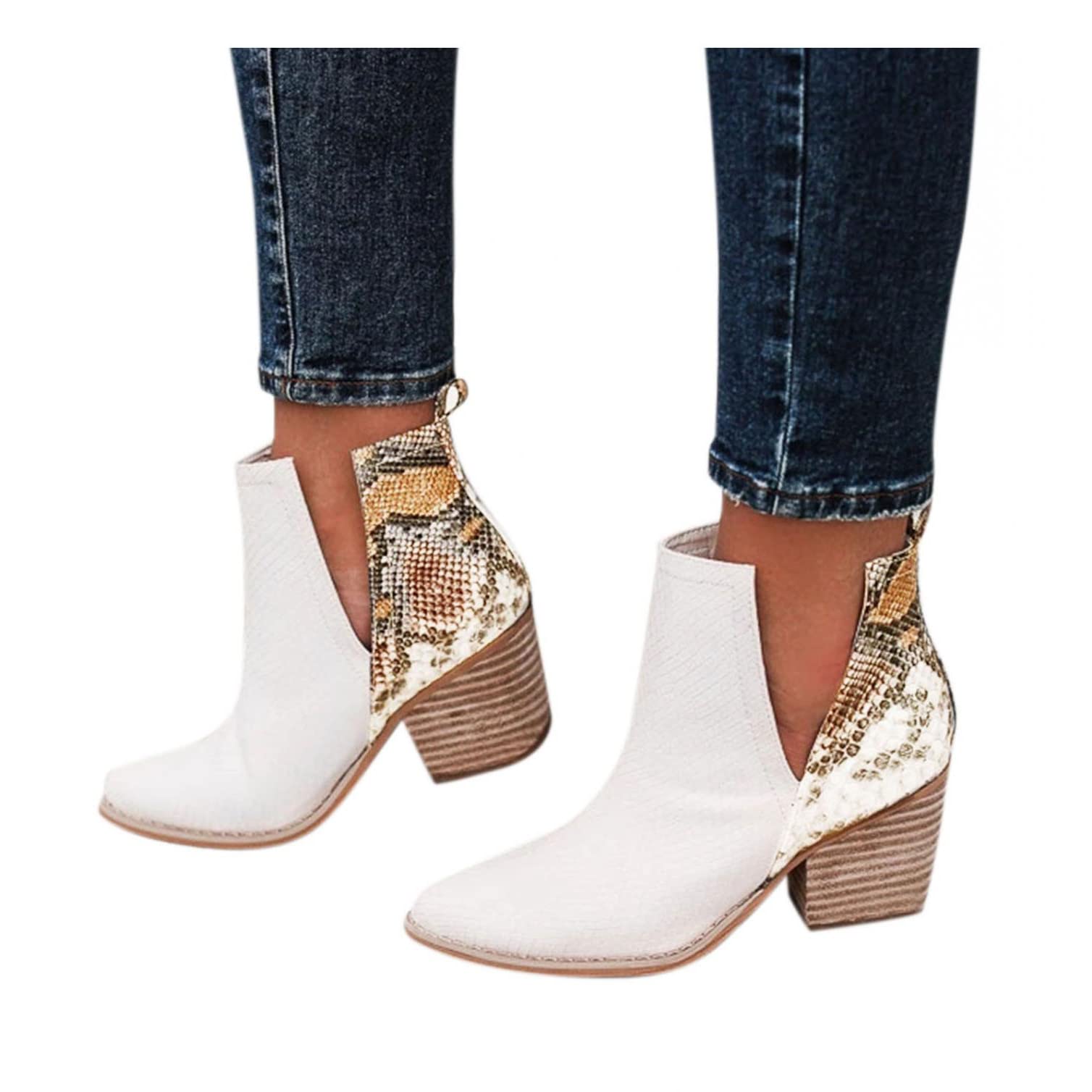 Women's Chelsea Boots with Platform - Comfortable Non-Slip Ankle Booties for Cowgirl & Work | Winter Black Boots for Casual Outfits & Outdoor Activities