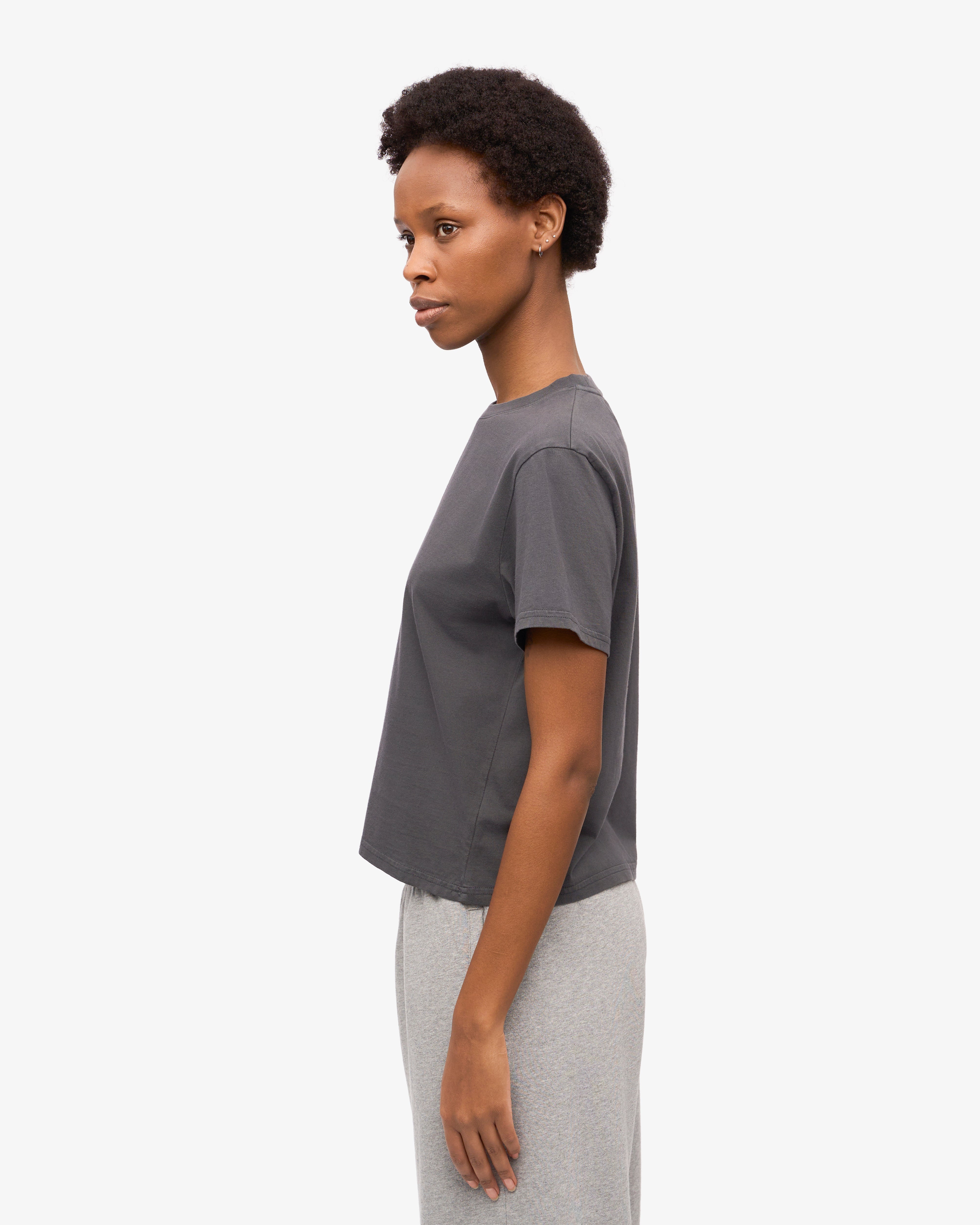 Organic Boxy Crop Tee - Soft Cotton Women's T-Shirt in Lava Grey | Casual Streetwear & Summer Outfit Essential