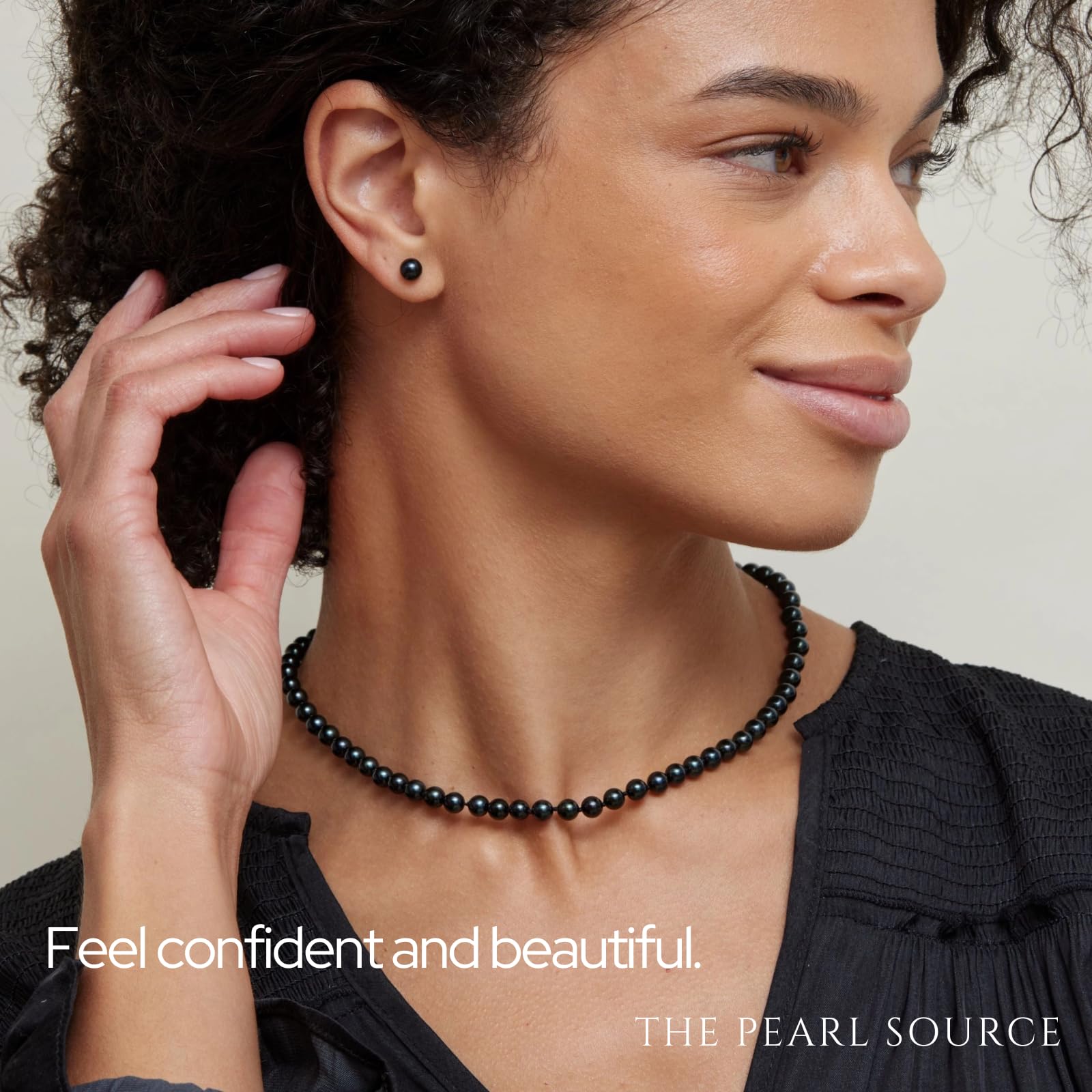 THE PEARL SOURCE Tahitian Real Pearl Earrings for Women - 14k Black Gold Stud Earrings with Genuine Cultured Pearls | Hypoallergenic Jewelry Gift for Christmas, Anniversary & Special Occasions | Perfect for Weddings, Date Nights & Formal Events