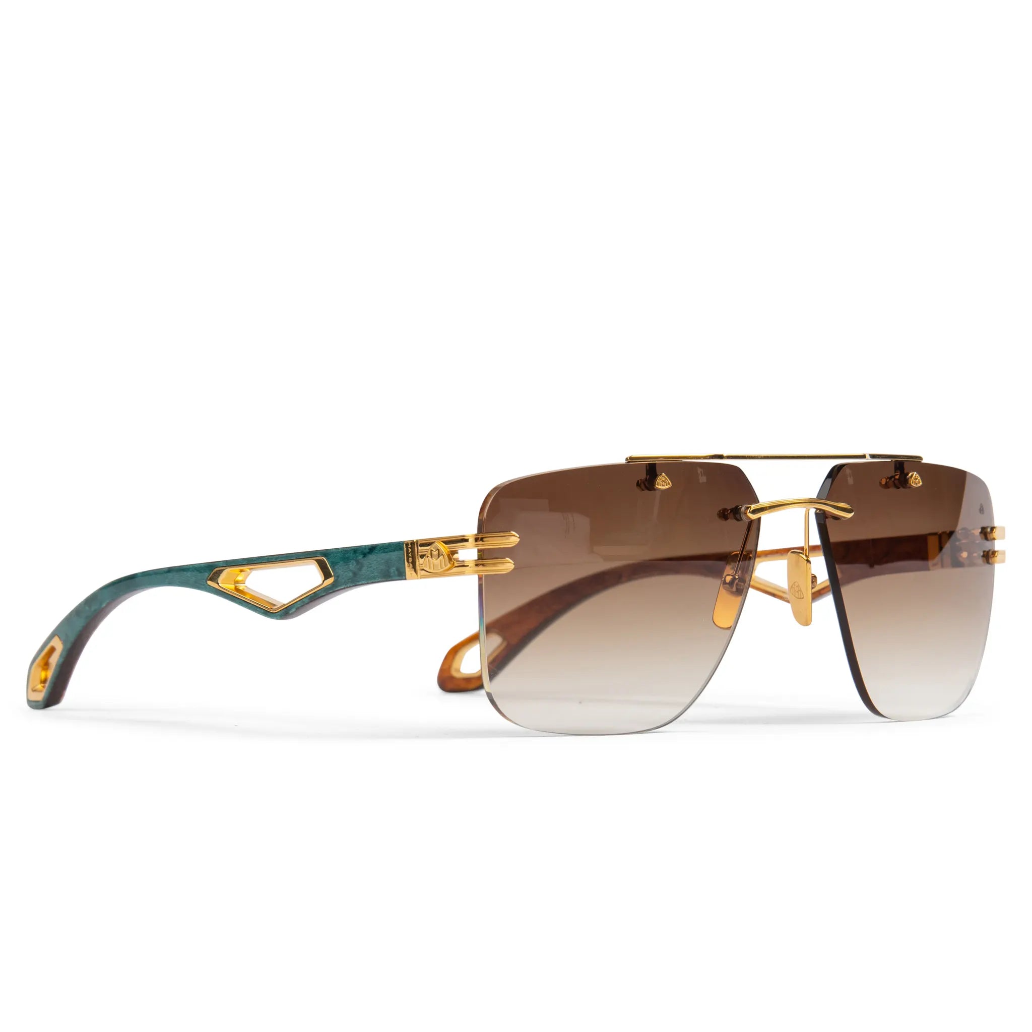 Maybach Eyewear The President I G WCZ M09 Gold Light Bronze Gradient Polarized Sunglasses for Men - Luxury UV Protection Shades for Driving, Travel & Outdoor Activities