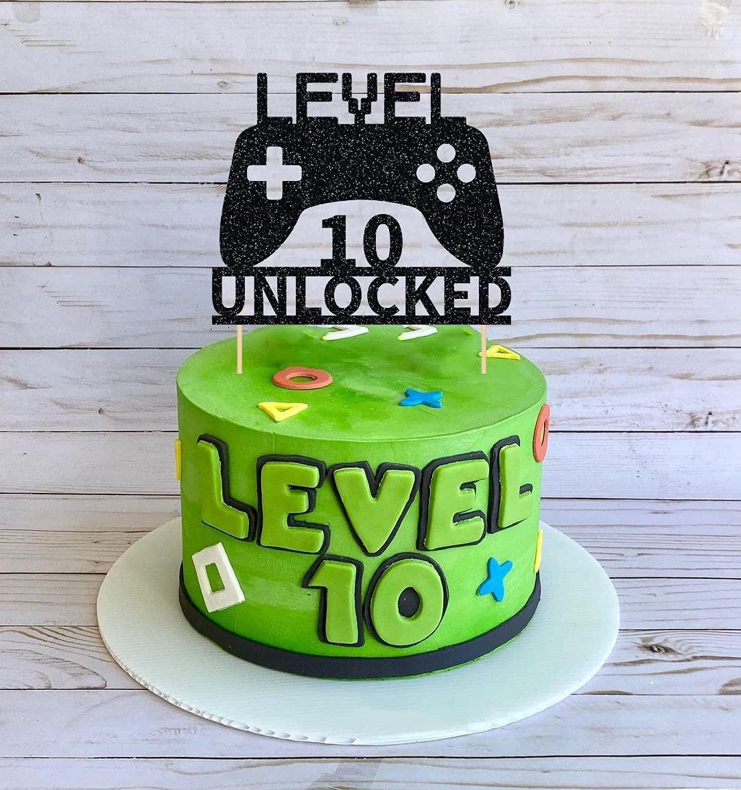 Level 10 Unlocked Video Game Cake Topper - Game Controller Birthday Decor for 10th Birthday Party | Perfect for Gamer Cakes, Gaming Themed Parties & Milestone Celebrations