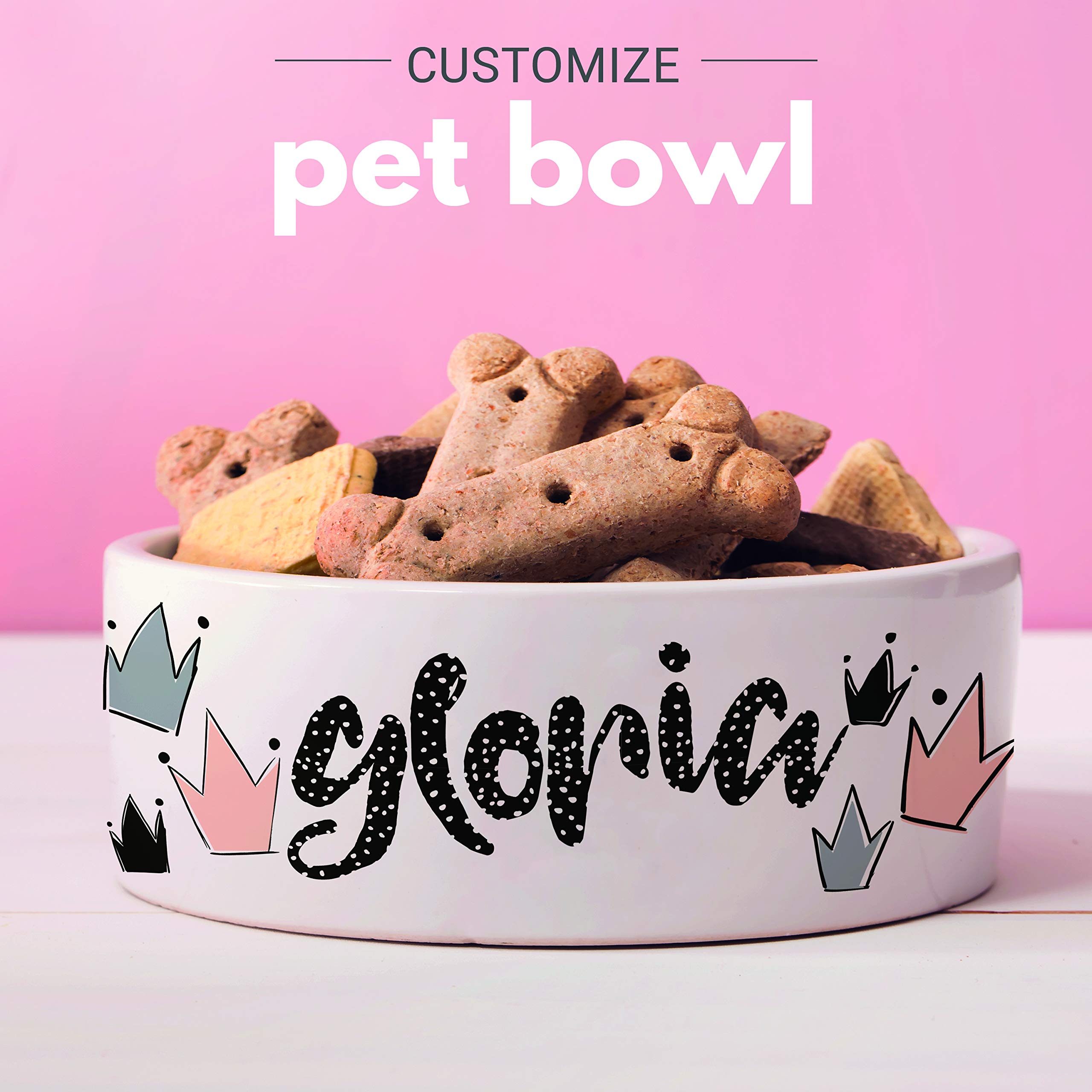 Personalized Ceramic Pet Bowls - Custom Dog & Cat Bowls with 14 Design Options & Pet's Name - 6 Inch Food & Water Dish for Puppy, Kitten, Adult Pets - Perfect Gift for Pet Lovers - Ideal for Home, Travel & Outdoor Use