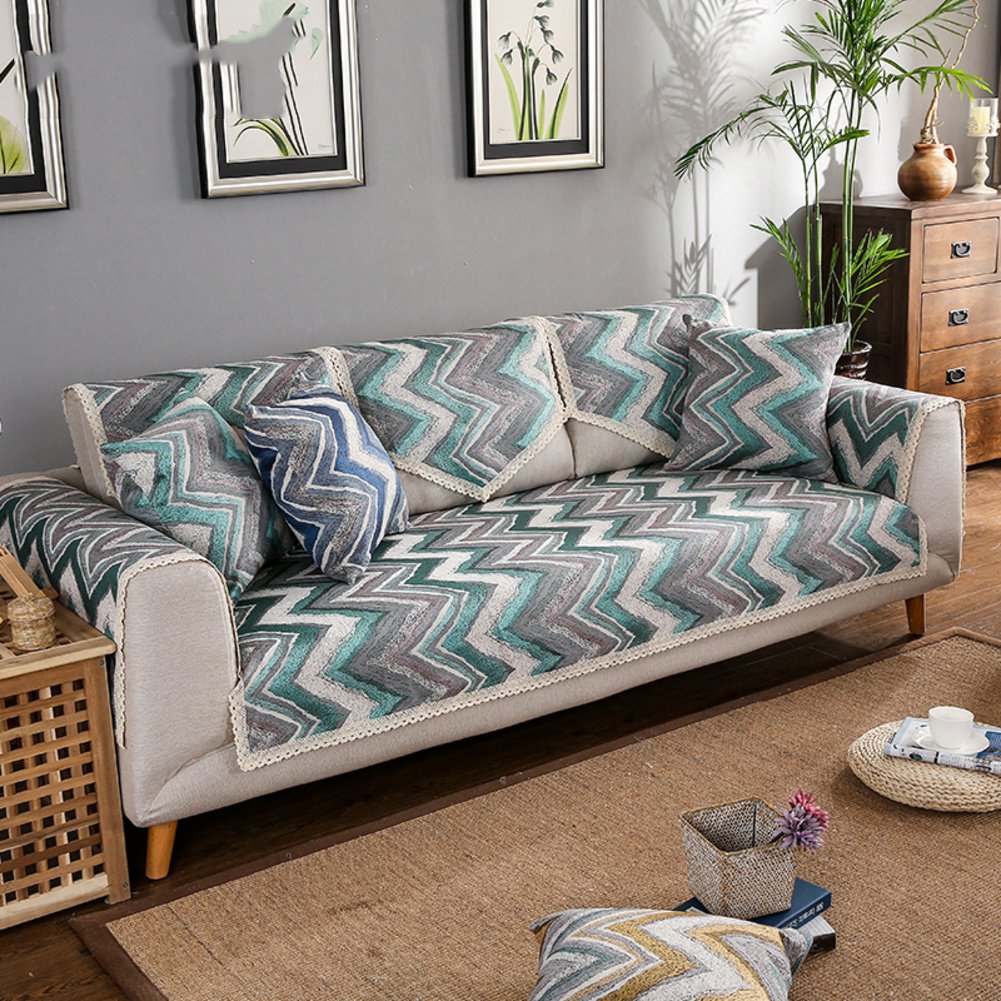 All Season European Quilted Sofa Slipcover with Geometric Pattern - Furniture Protector for Modern Living Rooms (43x71 inches/110x180cm) - Pet-Friendly Couch Cover for Sectionals with Separate Back & Armrest Covers - Perfect for Home Decor, Family Gatherings and Daily Comfort