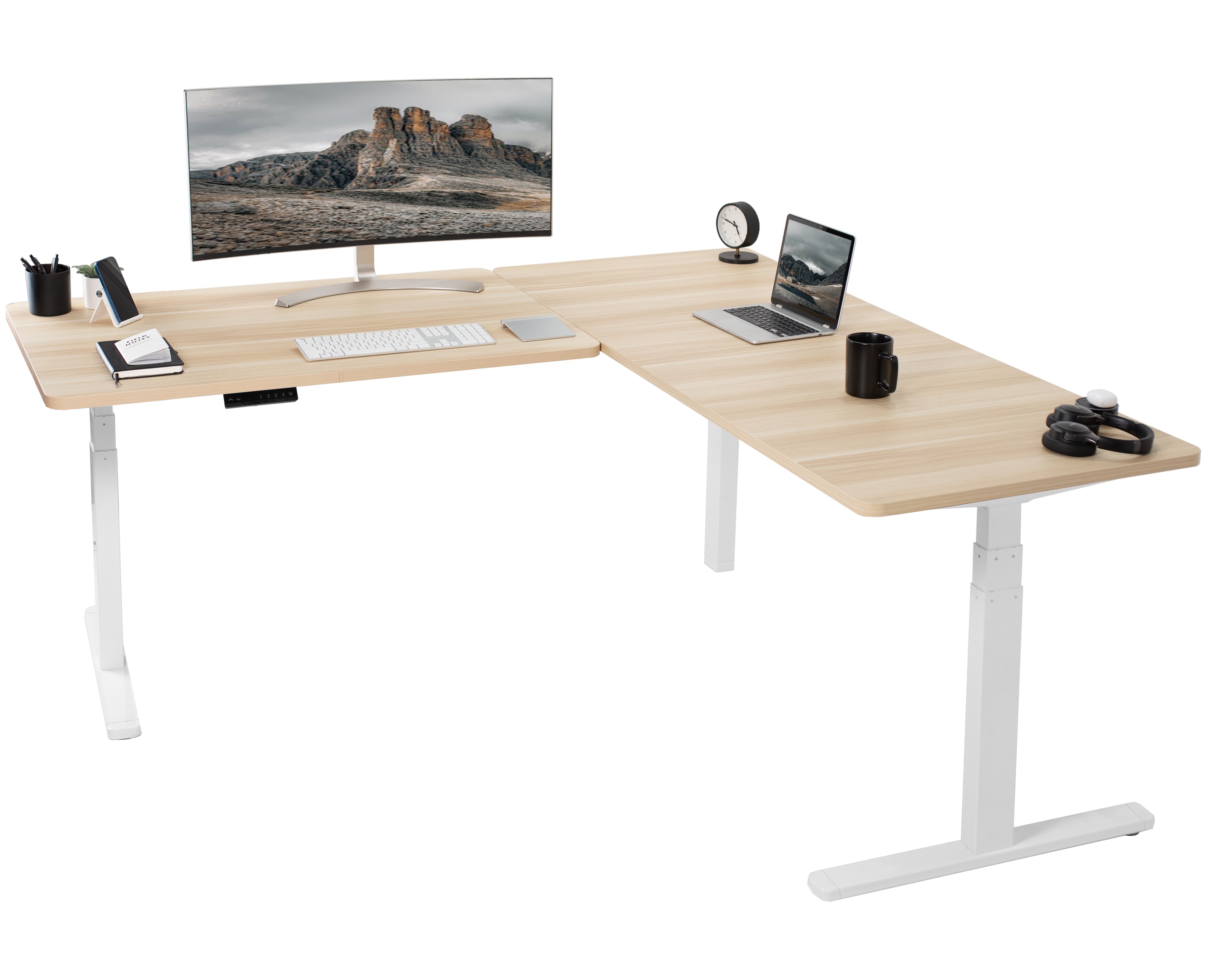 3E Series Triple Motor Electric Standing Desk - Adjustable Height Corner Workstation for Home & Office - Perfect for Ergonomic Workspaces, Gaming Setups & Small Spaces