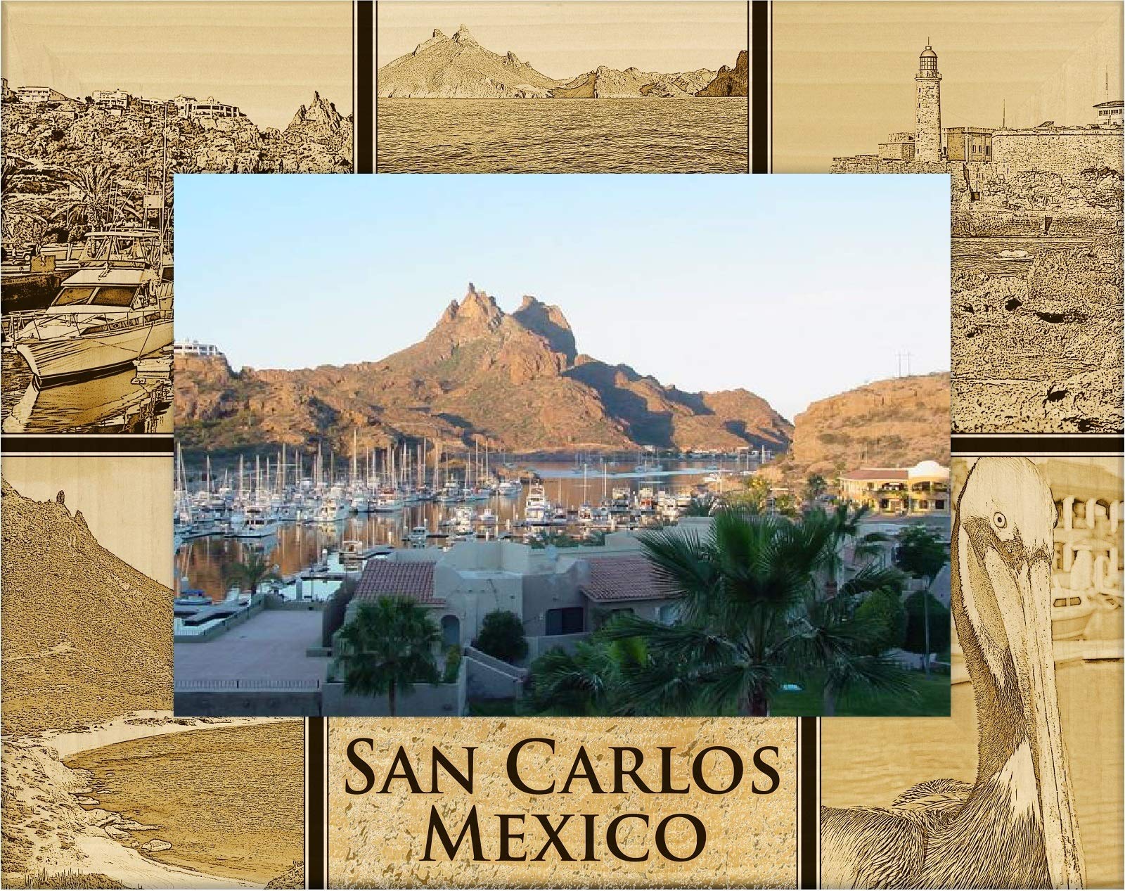San Carlos Mexico Laser Engraved Wood Picture Frame 5x7 Inches - Handcrafted Wall Decor for Photos, Artwork & Memories | Perfect for Home, Office & Gift Giving