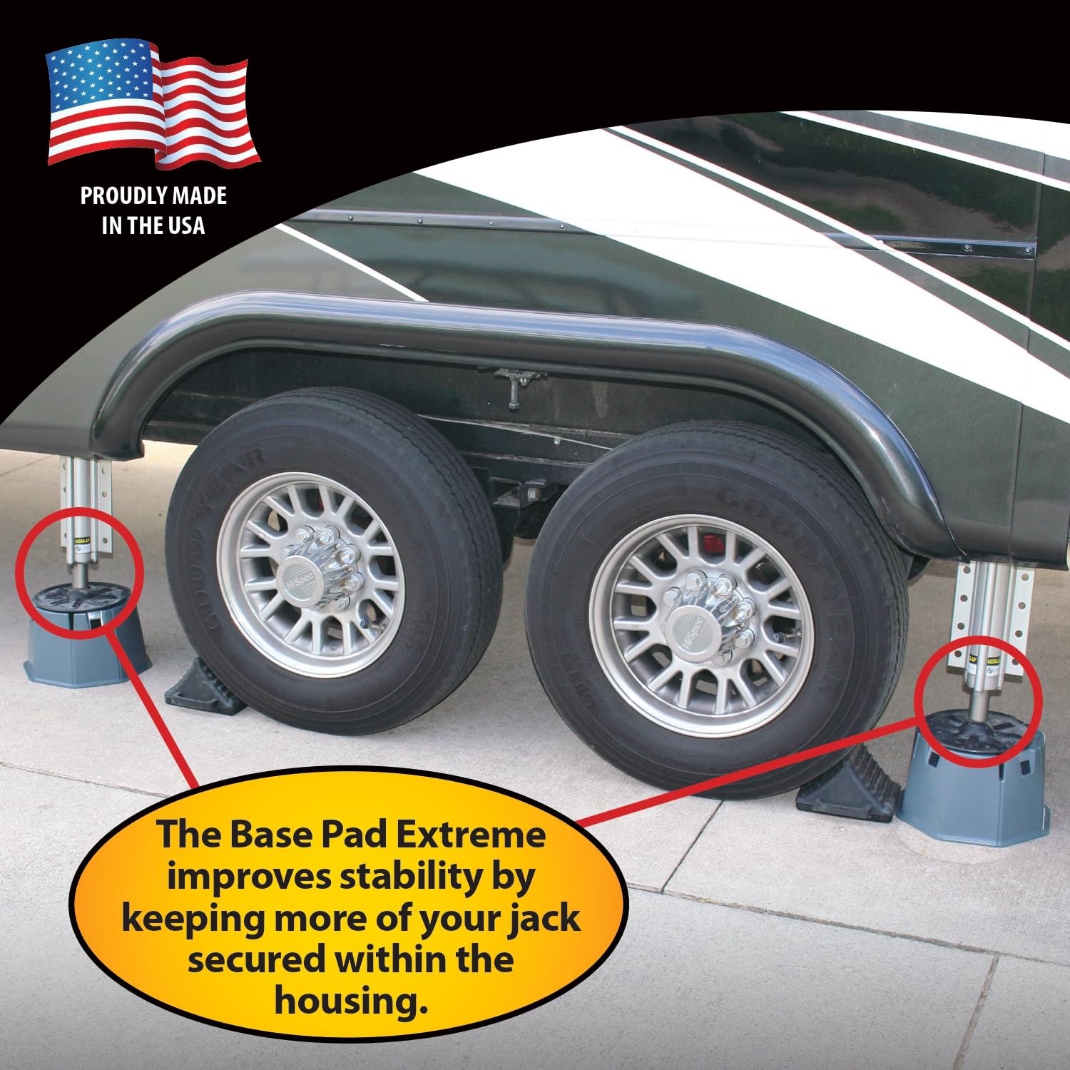 Stromberg Carlson JBP-712.4 RV Jack Base Pads - 7 Inch Height, 6000 lbs Capacity (4 Pack, Gray) | Heavy Duty Trailer Leveling & Stabilization Blocks for Campers, Travel Trailers & 5th Wheels | Perfect for Uneven Ground & Long-Term Parking