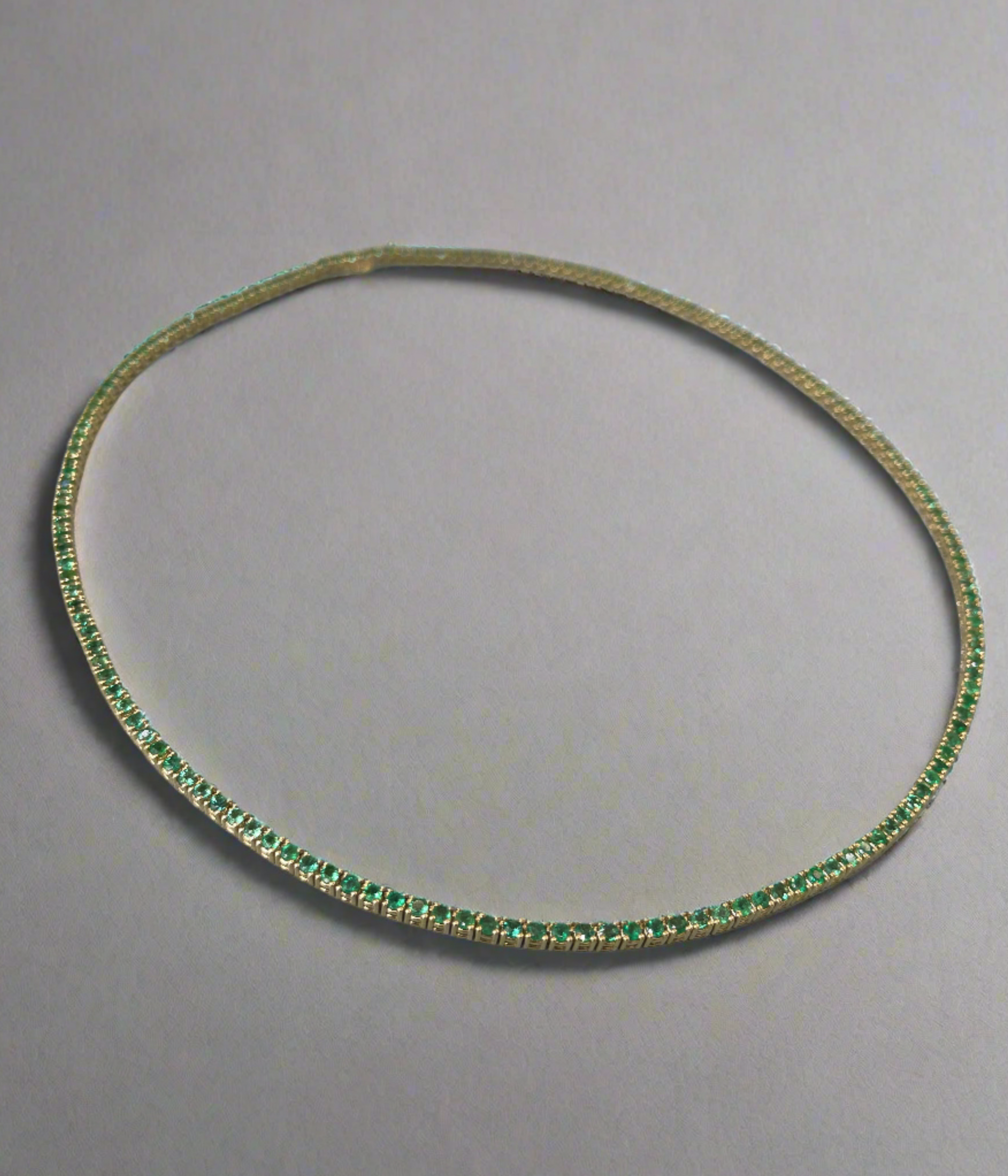 14K Gold Emerald Tennis Necklace for Men - Elegant Jewelry Gift for Him - Perfect for Weddings, Parties & Special Occasions
