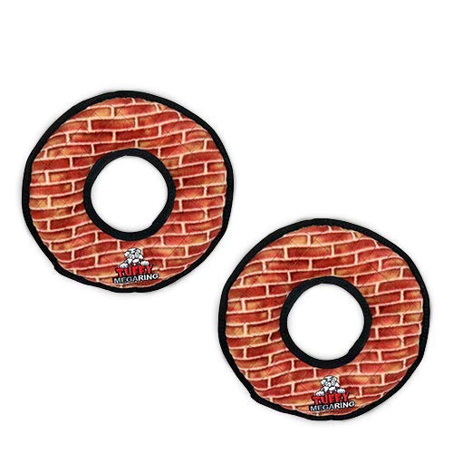 TUFFY - World's Toughest Soft Dog Toy - MEGA Ring with Squeakers - Multi-Layer Durable Design for Aggressive Chewers - Interactive Play for Tug, Toss & Fetch - Machine Washable & Floats - Perfect for Outdoor Play & Water Fun (Regular 2 Pack, Brick)