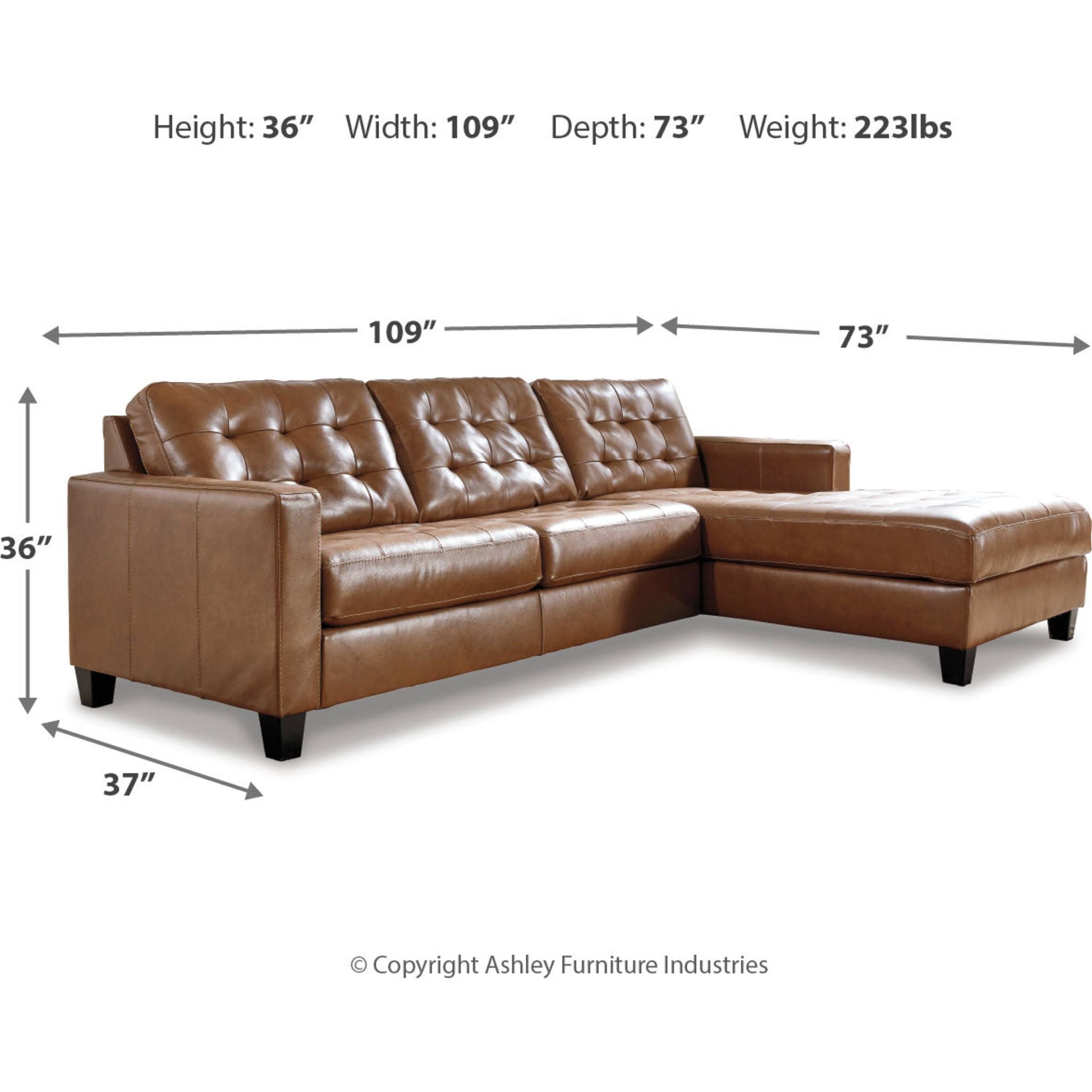 Baskove 2-Piece Sectional Sofa with Chaise Lounge - Modern L-Shaped Couch for Living Room, Apartment & Small Spaces - Comfortable Fabric Upholstery for Family Gatherings & Movie Nights