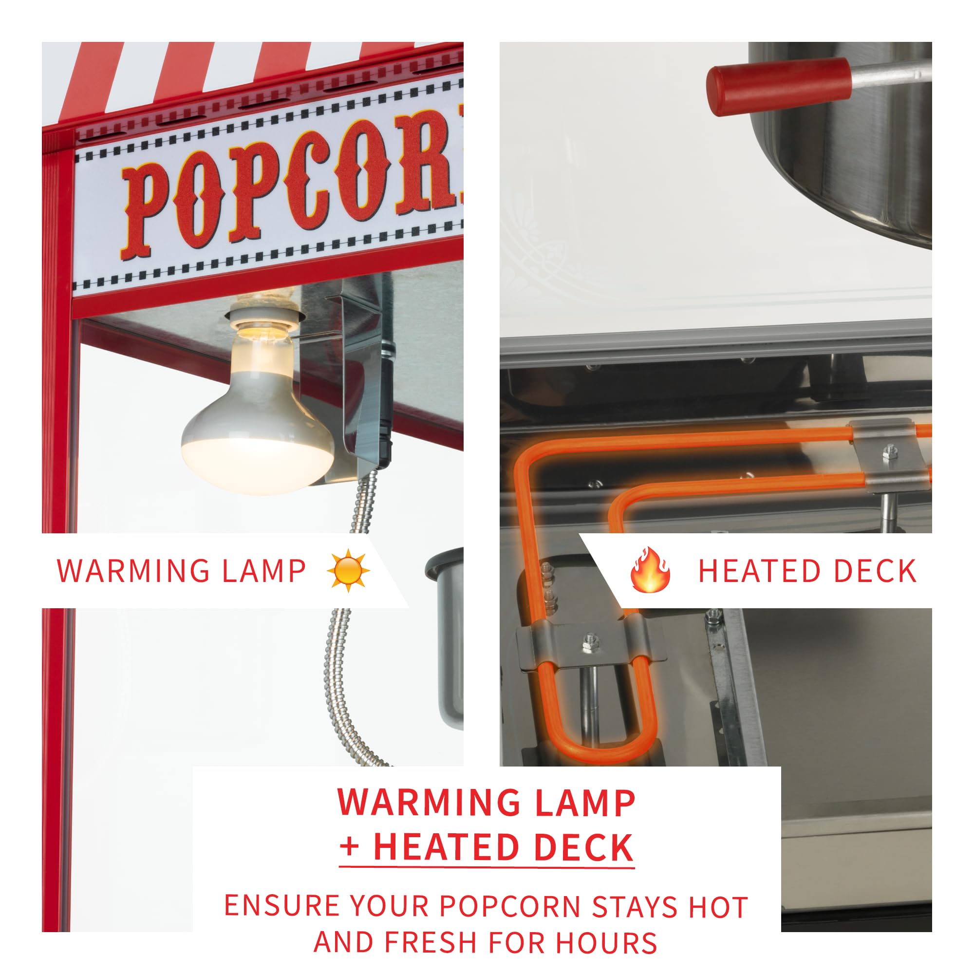 Funtime FT8000CP Commercial Popcorn Maker Machine - 8 oz Capacity, Red - Perfect for Movie Nights, Parties, and Concession Stands