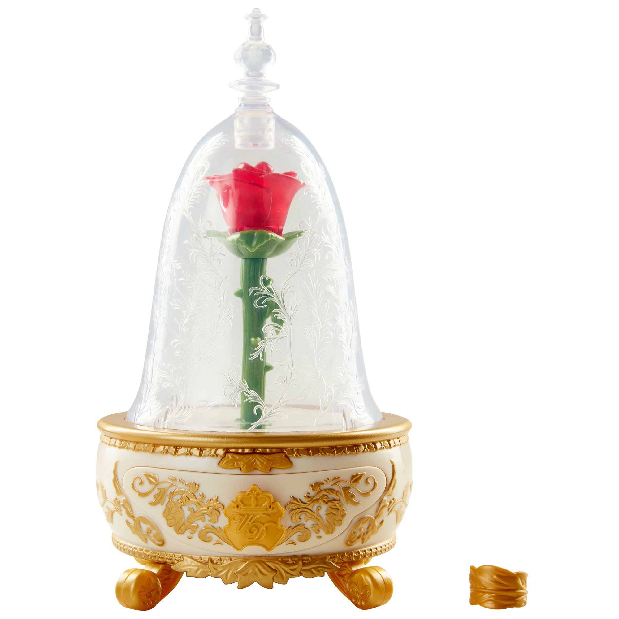 Disney Beauty and The Beast Live Action Enchanted Rose Jewelry Box - Musical Jewelry Storage for Girls, Kids Room Decor, Birthday Gift, Disney Princess Collection (Perfect for Bedroom Decor, Gift Giving, Disney Fans)