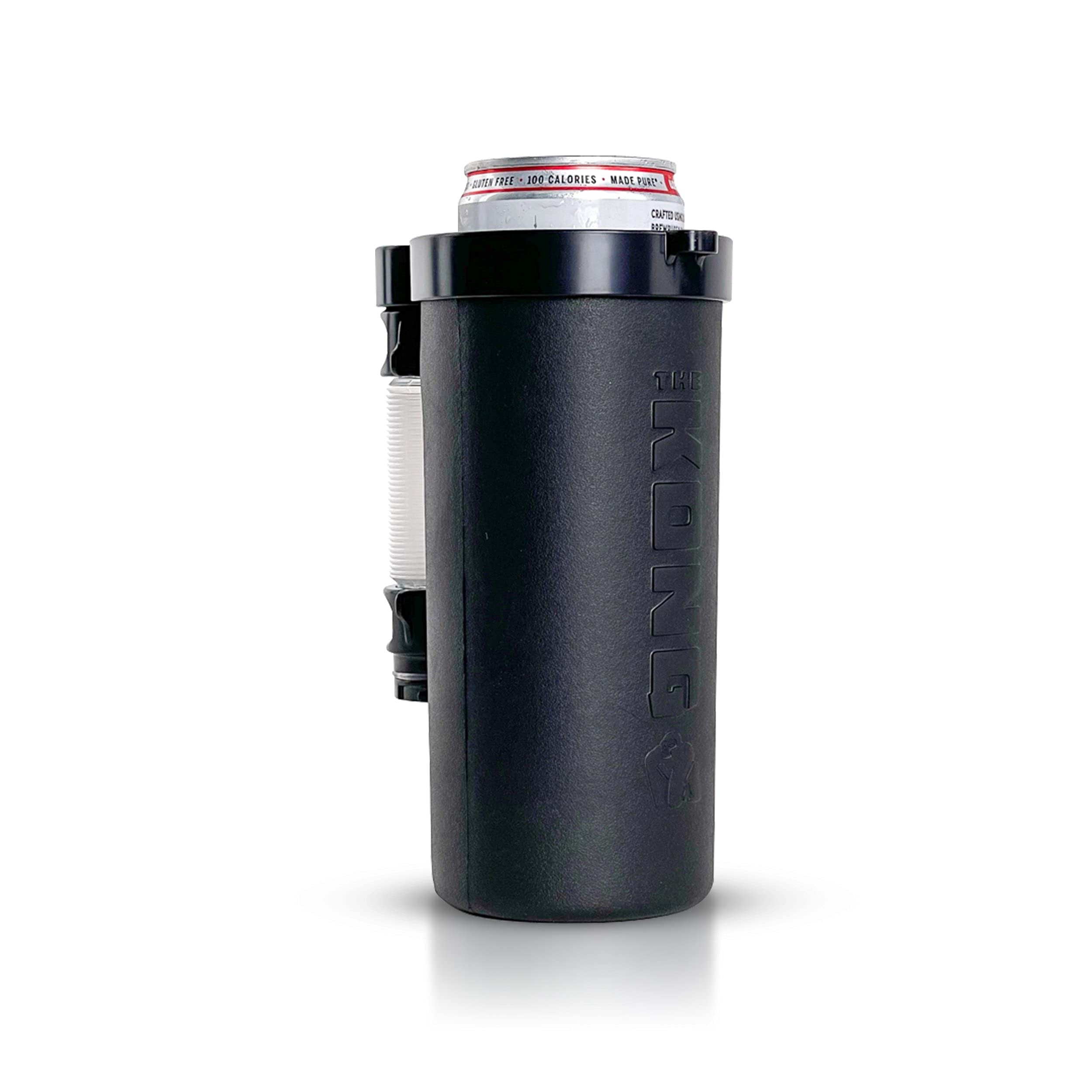 Kong Skinny Can Insulated Beverage Cooler - Portable Beer Can & Bottle Insulator with Detachable Expandable Hose for Easy Drinking - Perfect for Camping, Tailgating & Outdoor Activities (Black)