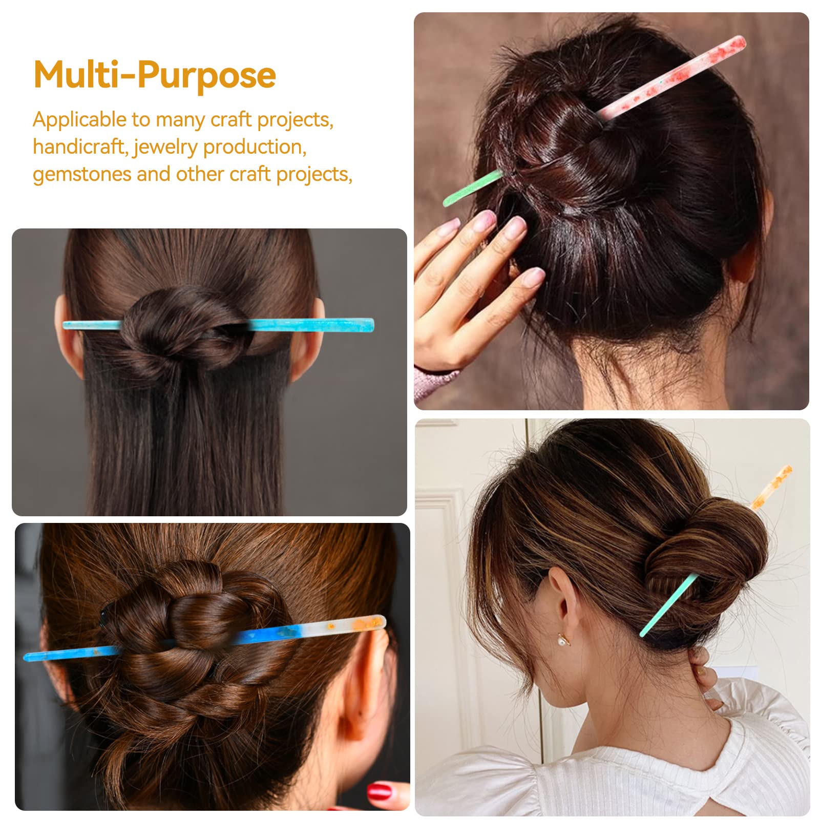 5pcs Silicone Resin Hairpin Molds for DIY Jewelry Making - Hair Chopsticks Epoxy Casting Molds, Crafting Tools for Hair Accessories & Jewelry - Perfect for Handmade Gifts, Wedding Favors, and DIY Craft Projects