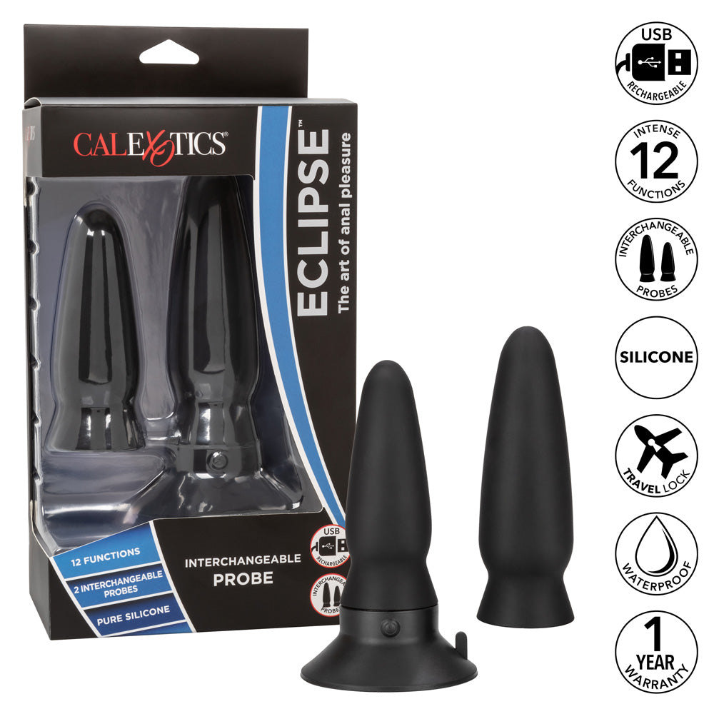 Eclipse Interchangeable Vibrating Anal Plug Duo - Adjustable Silicone Butt Plug for Couples & Solo Play - Perfect for Sensual Massage & Intimate Exploration
