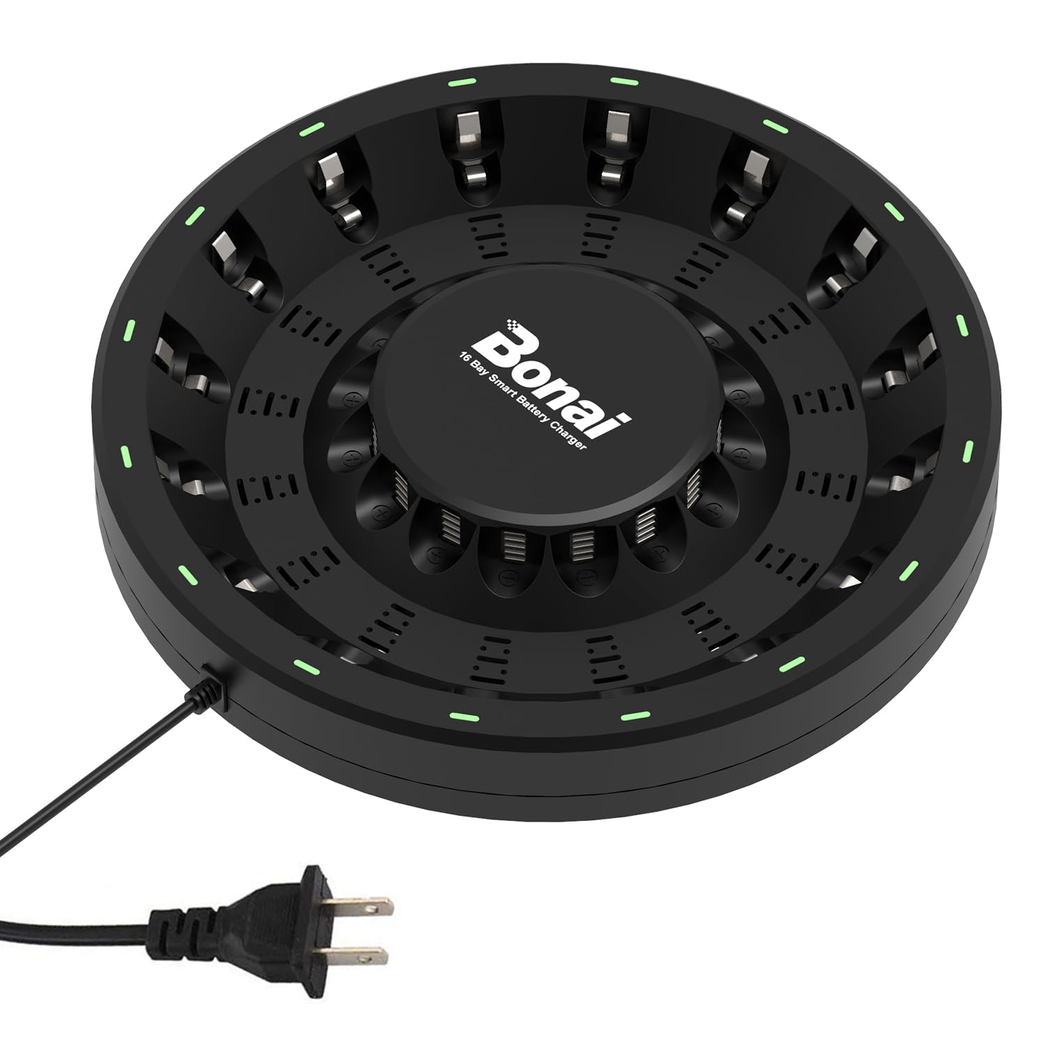 BONAI AA AAA Rechargeable Battery Charger for NiMH NiCD Batteries - Fast Charging with Smart LED Indicator & AC Power Cable - Perfect for Cameras, Toys, Remote Controls and Electronics
