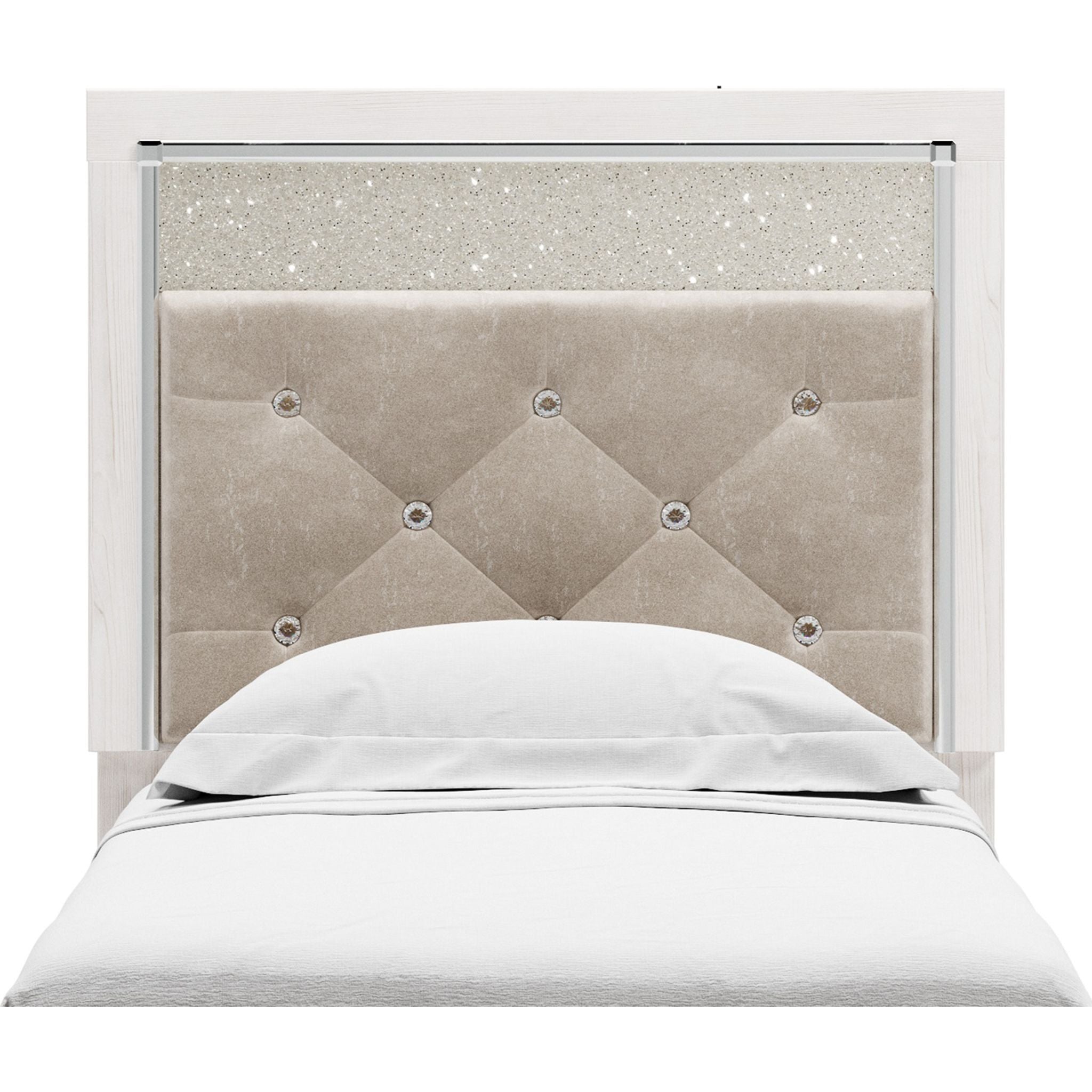 Altyra Twin Headboard in White - Modern Upholstered Bed Frame Headboard for Kids & Guest Rooms - Perfect for Bedroom Decor & Space Saving