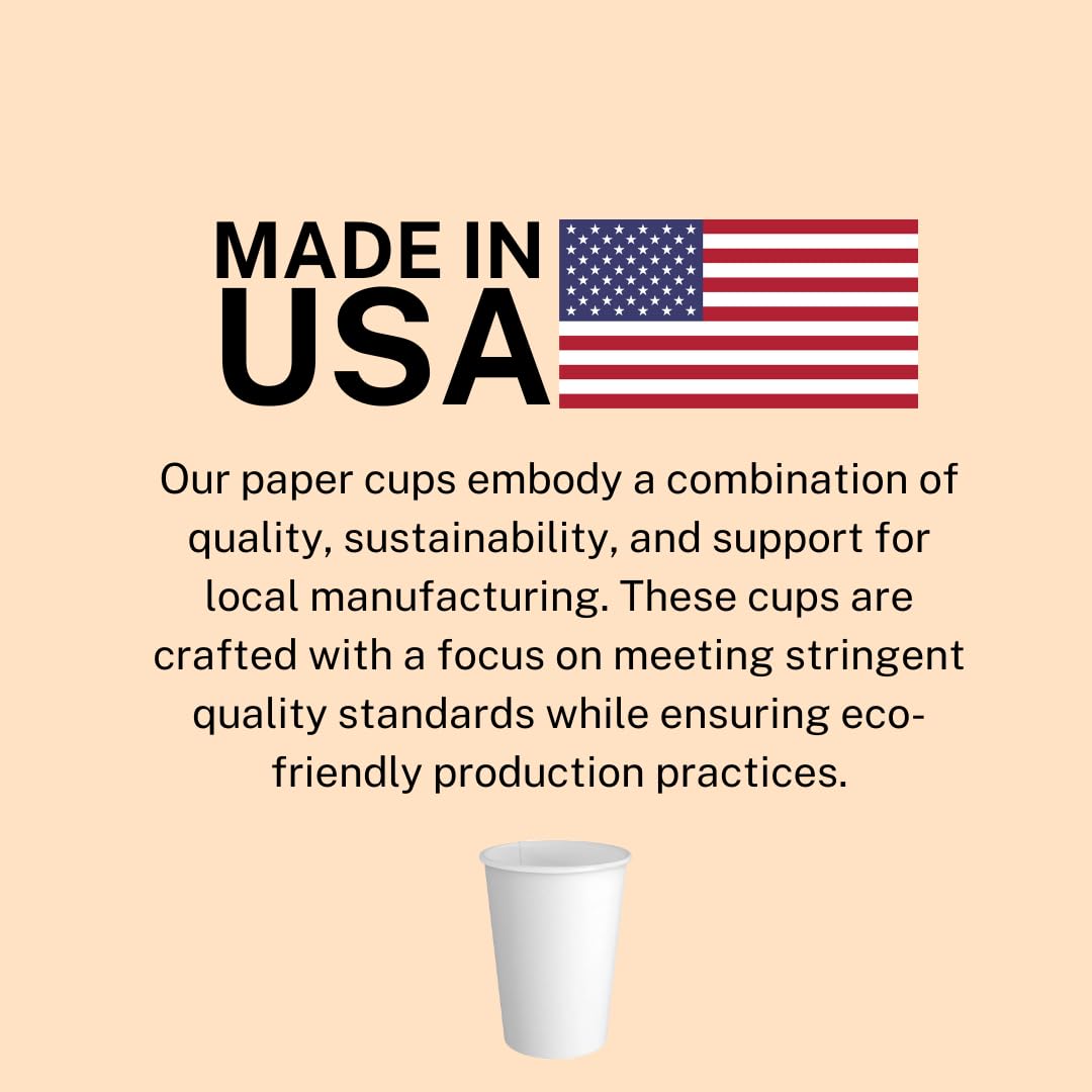 1000 Pack 16 oz Disposable Paper Cups for Coffee & Tea | Bulk Eco-Friendly To-Go Cups for Hot Drinks | Made in USA | Perfect for Home, Office, Restaurants, Cafes & Parties | Microwave Safe & Recyclable