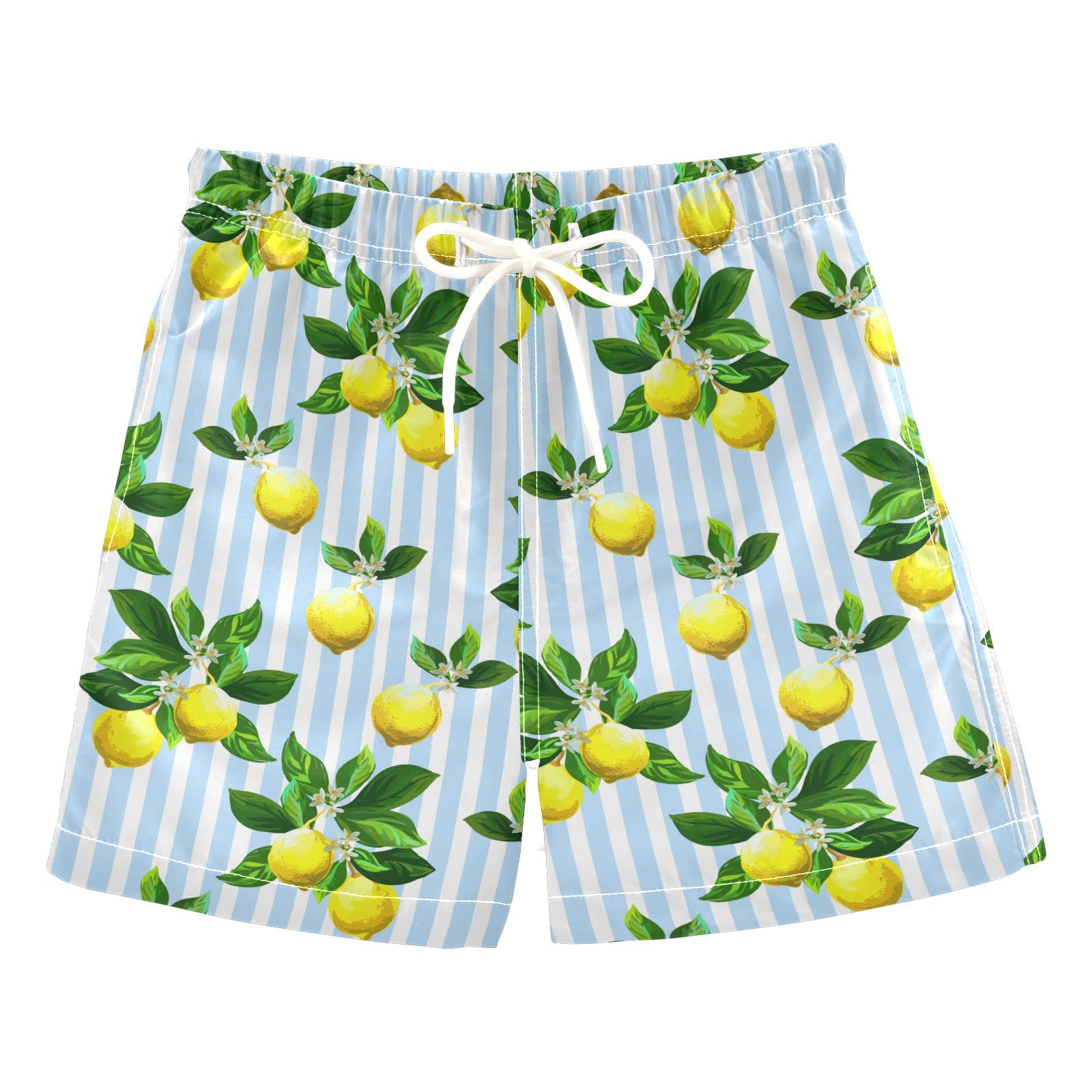 Boys' Swim Trunks - Watercolor Lemon Print for Toddlers - Beach & Pool Wear