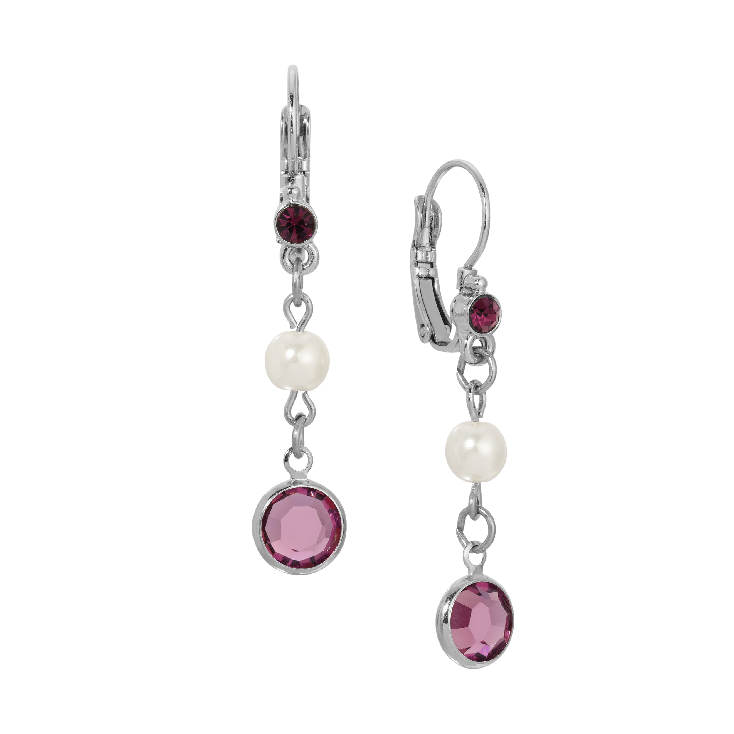 1928 Vintage Amethyst and Pearl Dangling Earrings for Women - Elegant Dangle Drop Earrings for Party, Wedding & Evening Wear